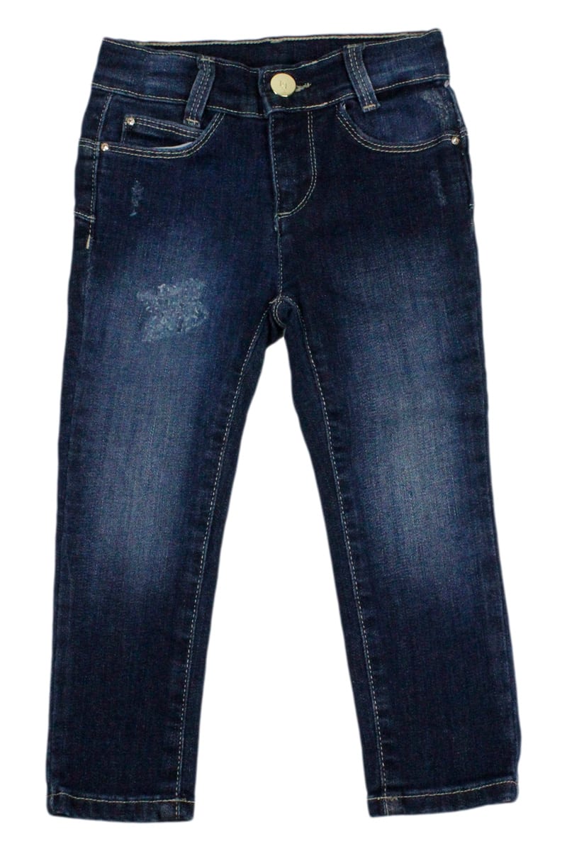 Liu-Jo Betty Divine Denim Jeans Trousers In Stretch With Faux Breaks With A Regular Waist
