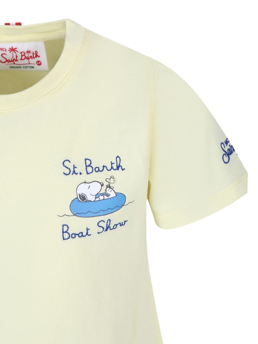 Shop Mc2 Saint Barth Tshirt Boy - Snoopy Sb Boat 92 Emb In Yellow
