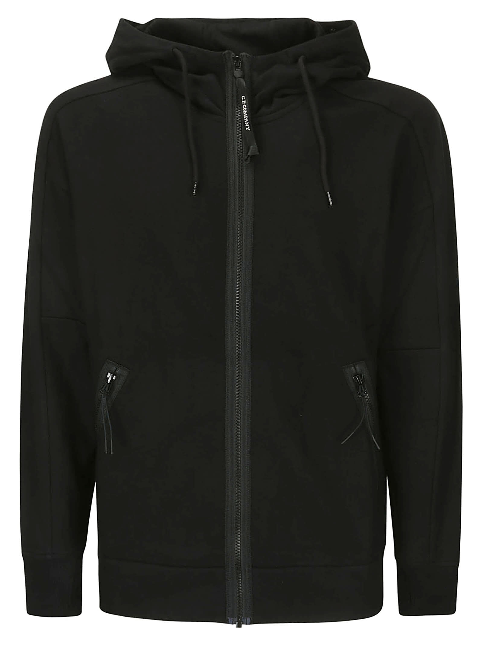 C.p. Company Diagonal Raised Fleece Goggle Hoodie In Black ModeSens