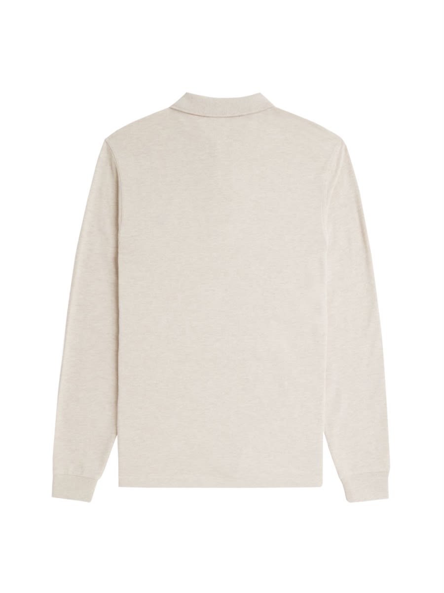 Fred Perry Beige Honeycomb Long-sleeve Polo In Neutral