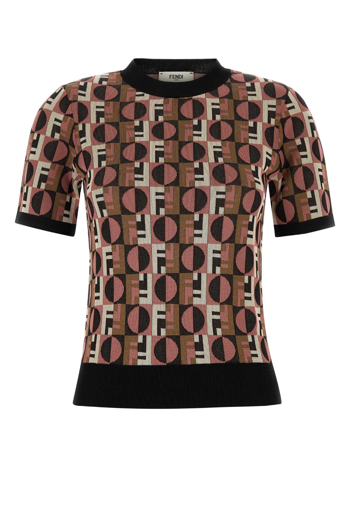 Fendi Three-dimensional Jacquard Sweater With Geometric Pattern In Multi
