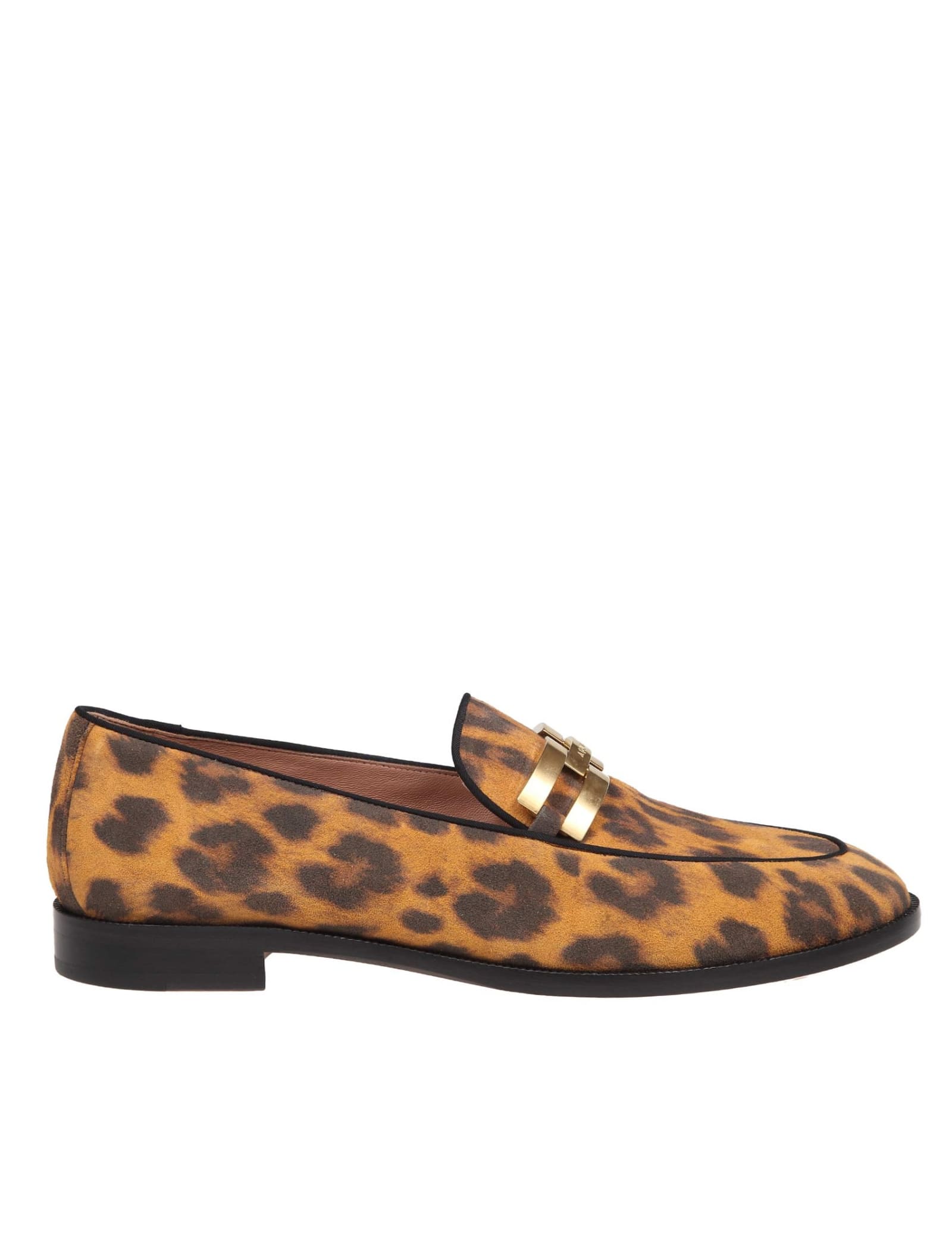 Shop Aquazzura Aquazzurra Brandi Loafers In Suede Leather With Spotted Print