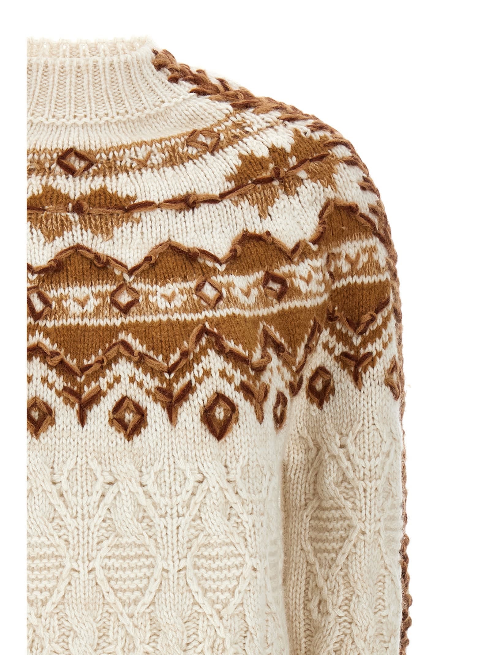 Shop Ermanno Scervino Jacquard Sweater In White