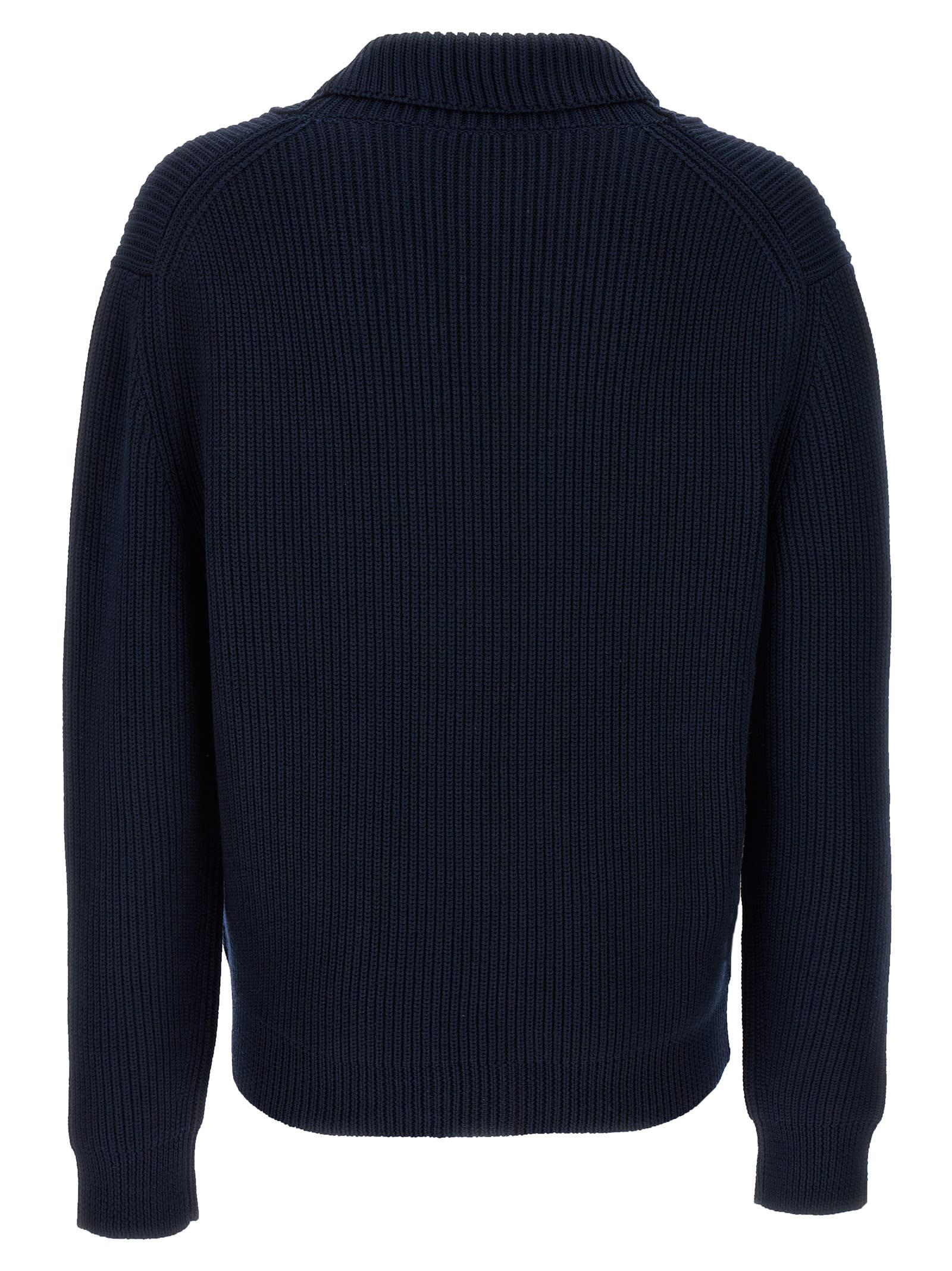 Tom Ford Silk Cardigan With Front Pockets And Shawl Collar In Blue