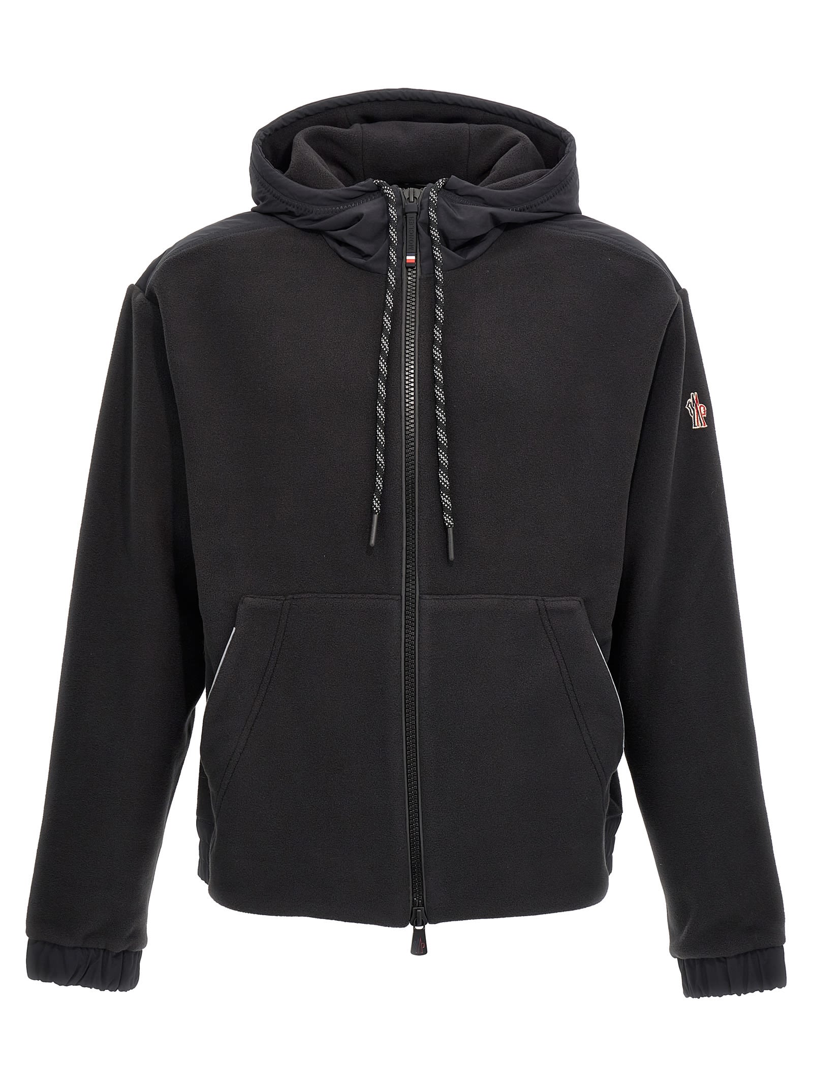 Shop Moncler Fleece Hoodie In Black