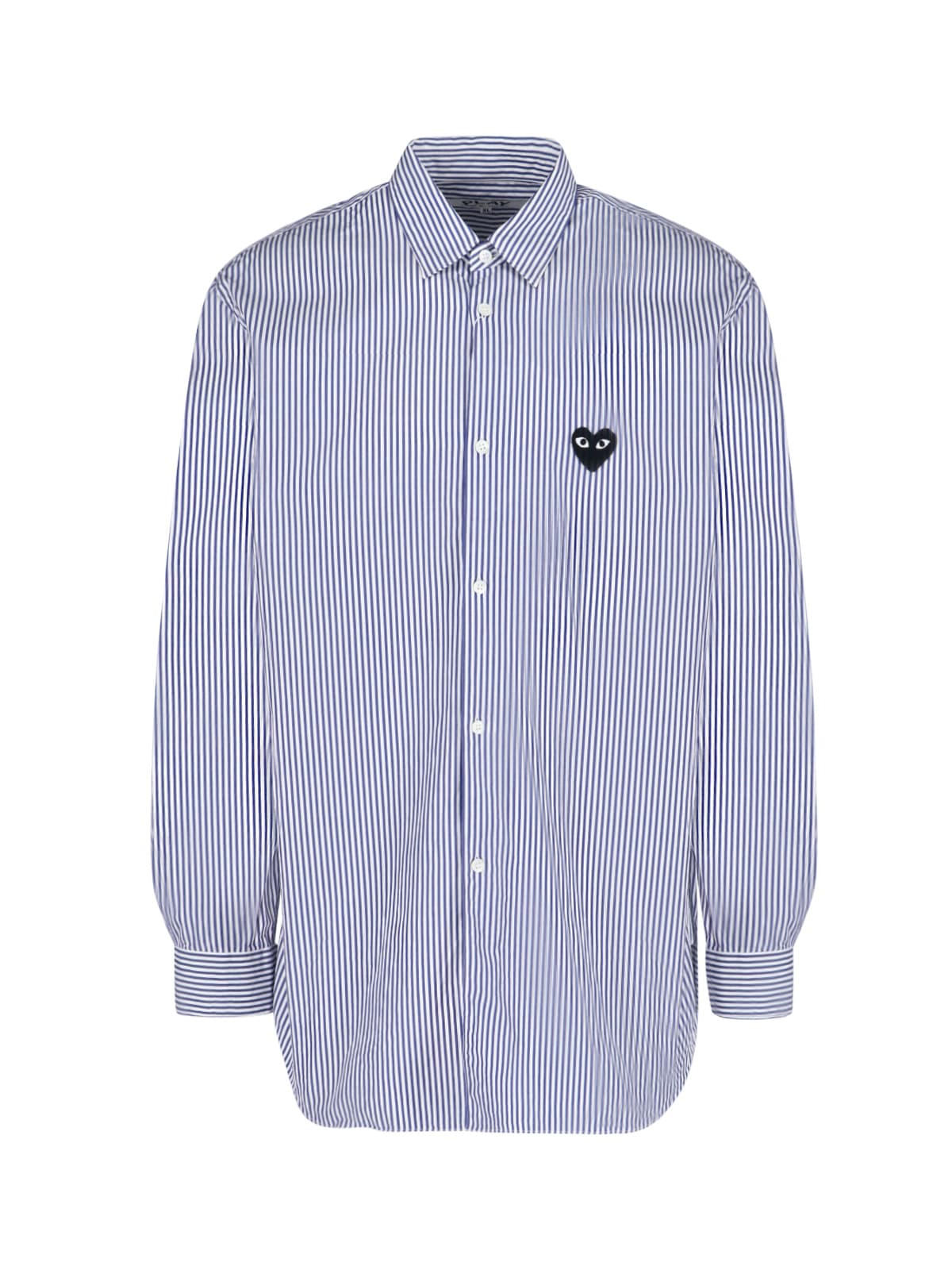 Comme Des Garçons Play Logo Striped Shirt In Blue