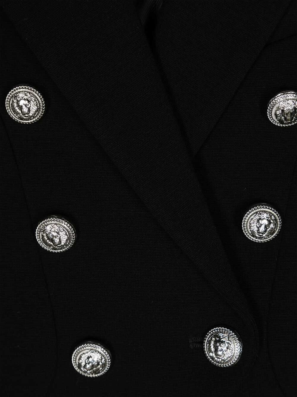 BALMAIN BLACK SINGLE-BREASTED BLAZER WITH SILVER EMBOSSED BUTTONS 