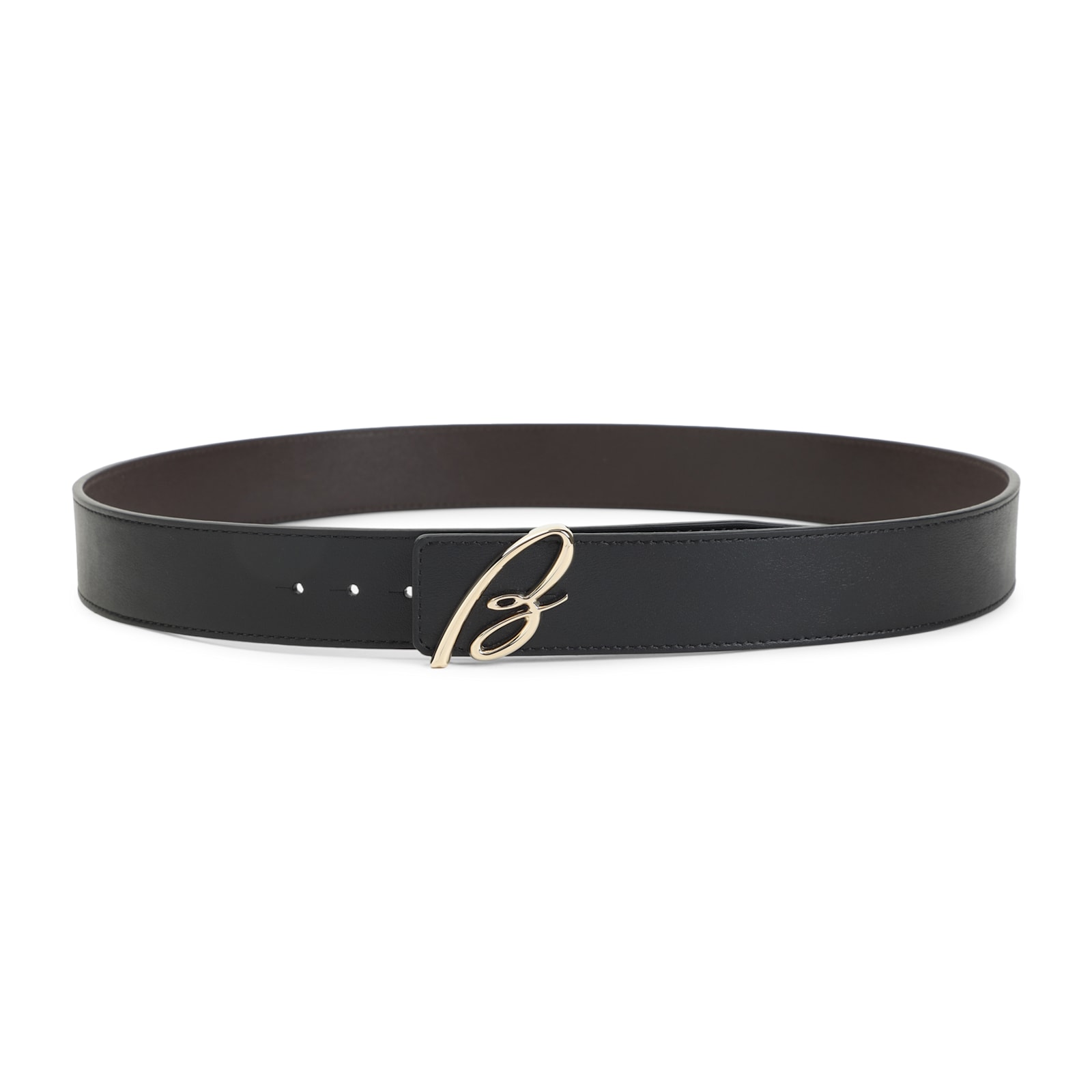 Brioni Adjustable Leather Reversible Belt In Black