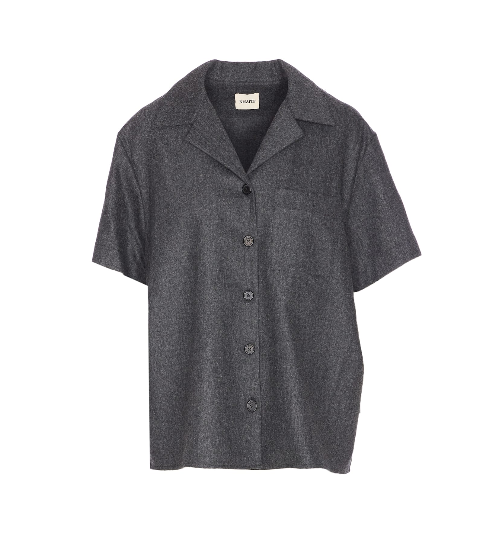 Khaite Womens Storm Riordan Camp-collar Stretch-wool And Cashmere Shirt In Gray