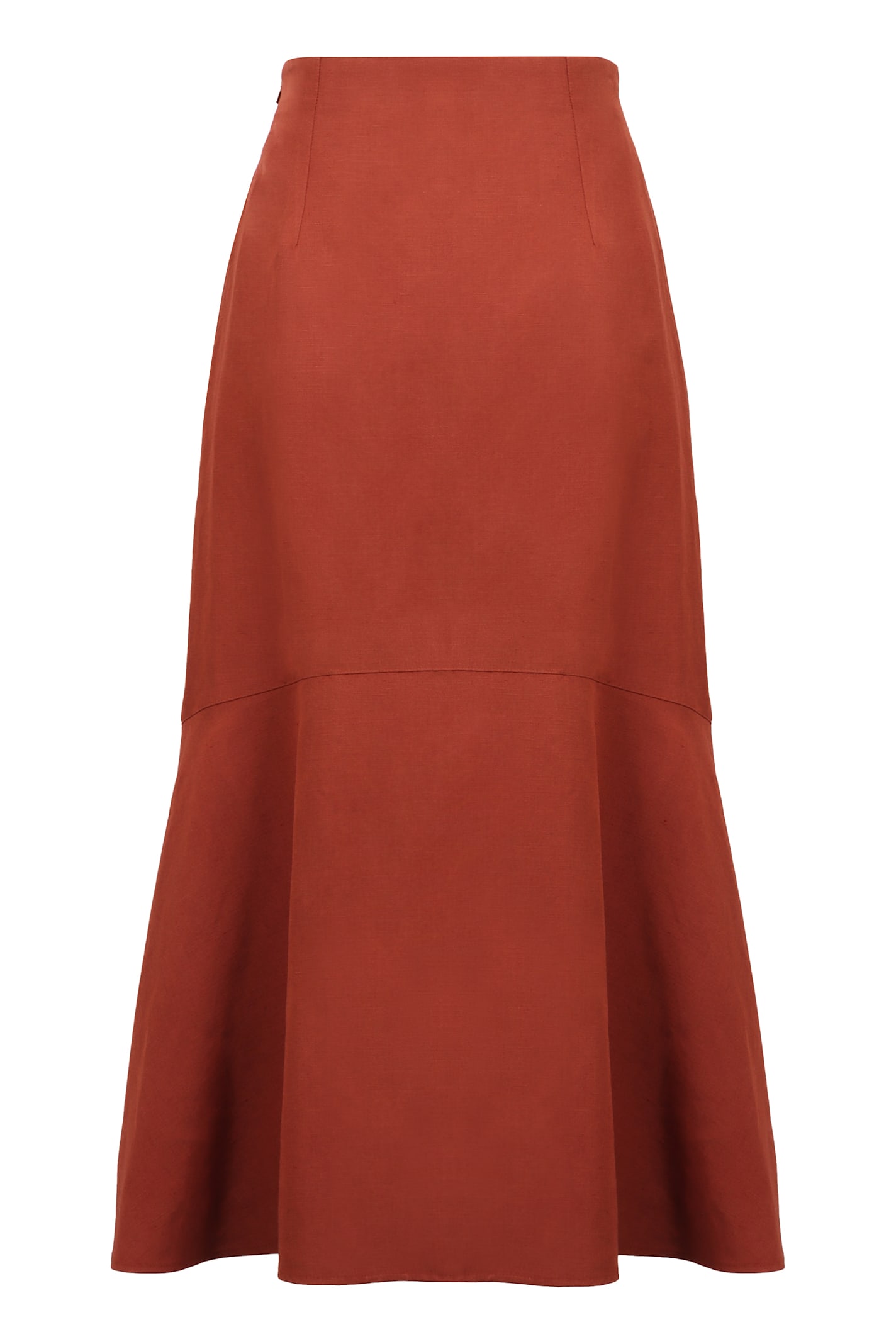 Agnona High Waist Flared Midi Skirt In Red