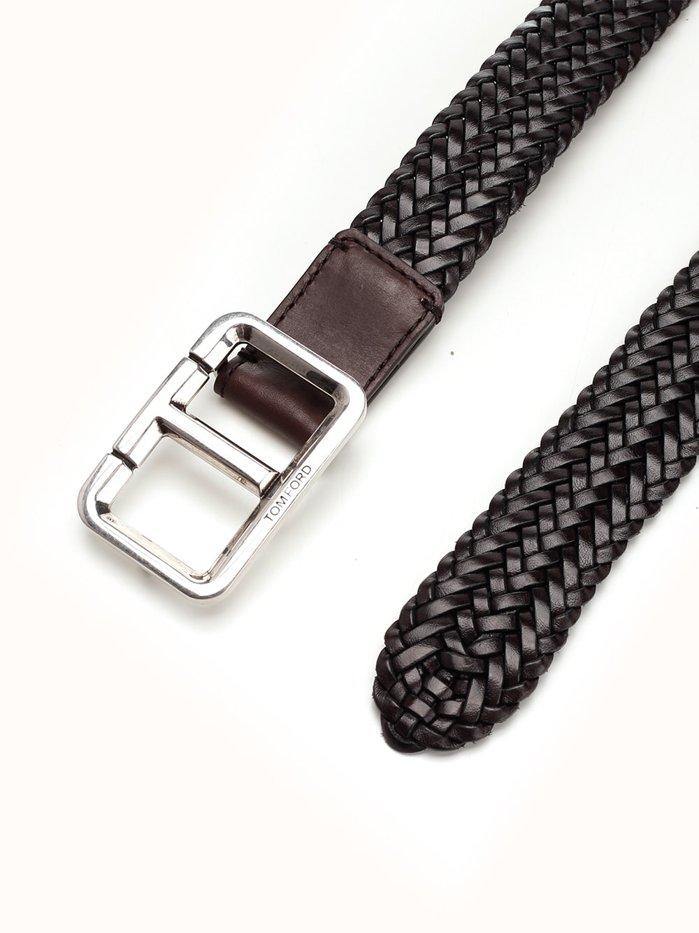 Shop Tom Ford Tan Woven Leather Belt
