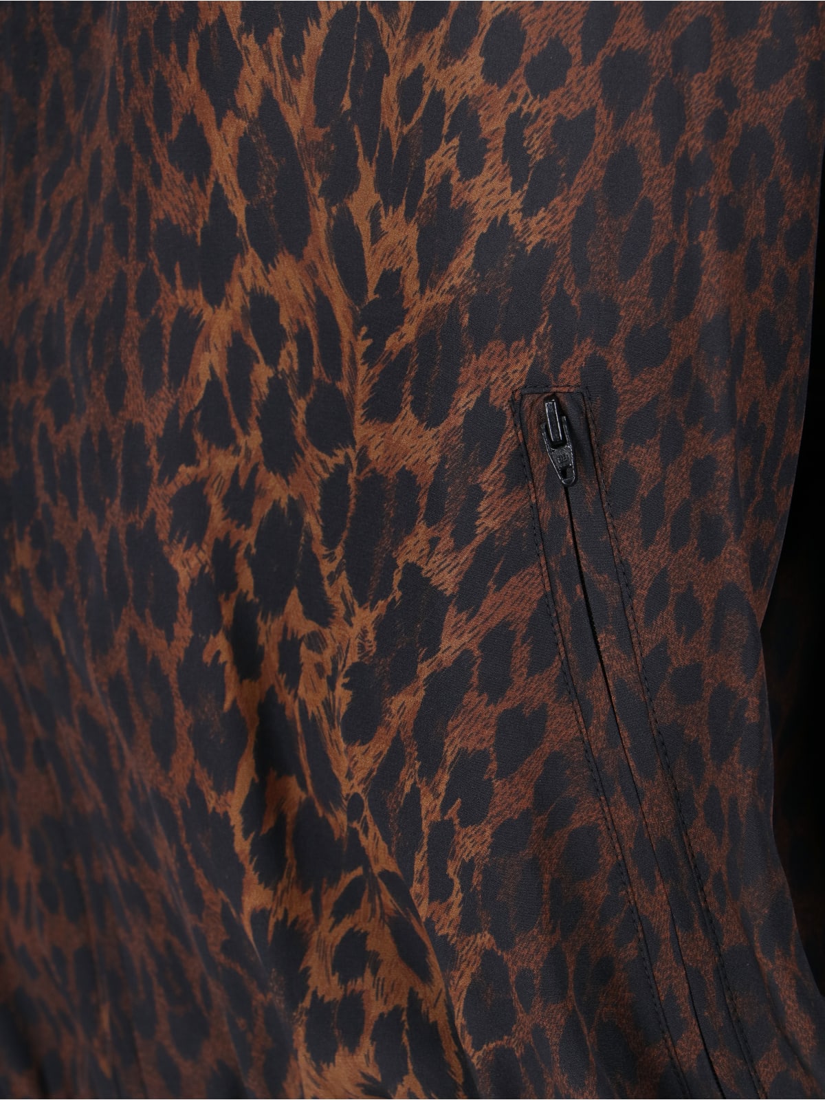Balenciaga Crepe De Chine Full-zip Jacket With Leopard Print In Brown