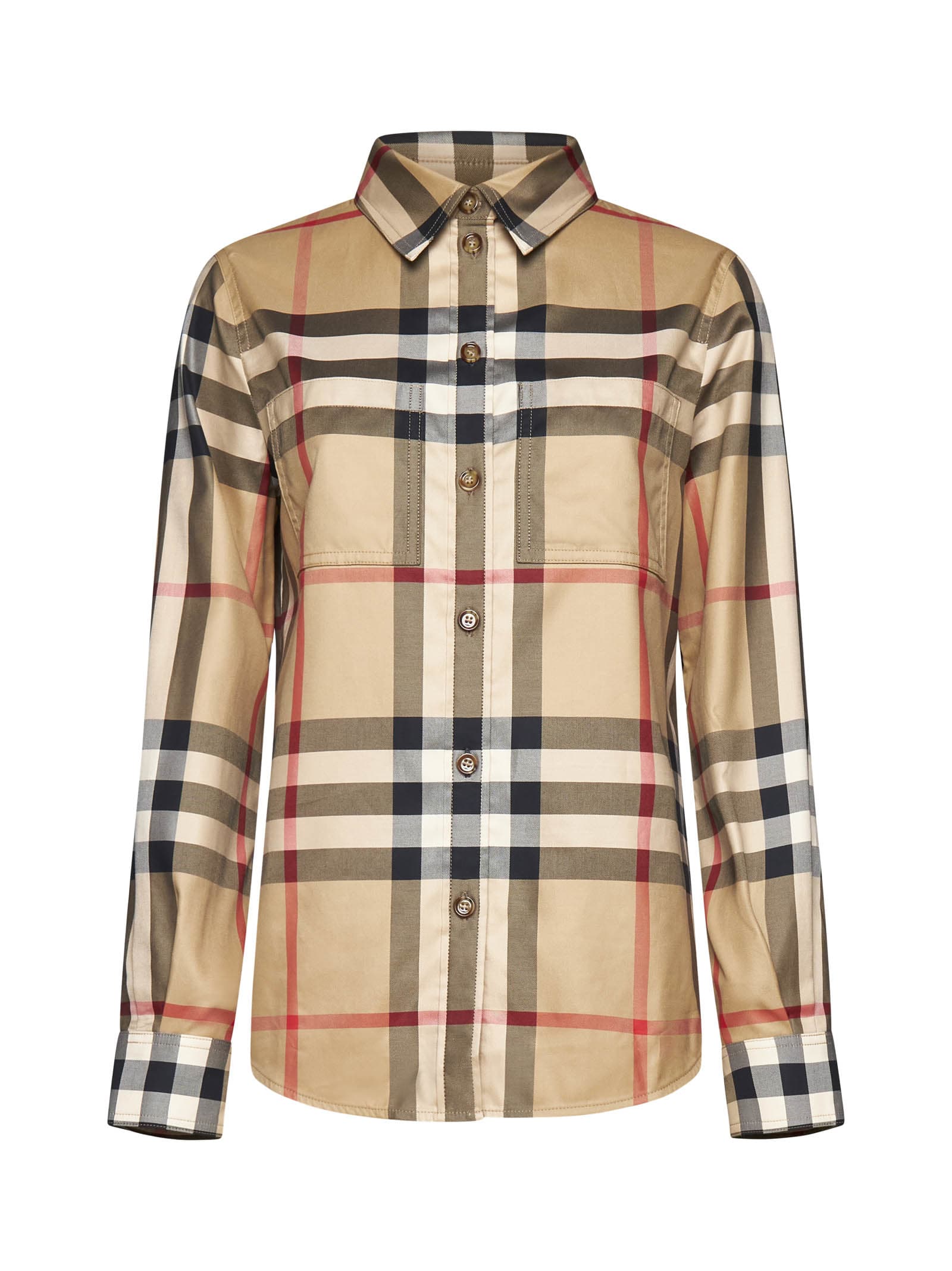 Burberry Nivi Check Cotton Shirt In Archive Beige Ip Chk
