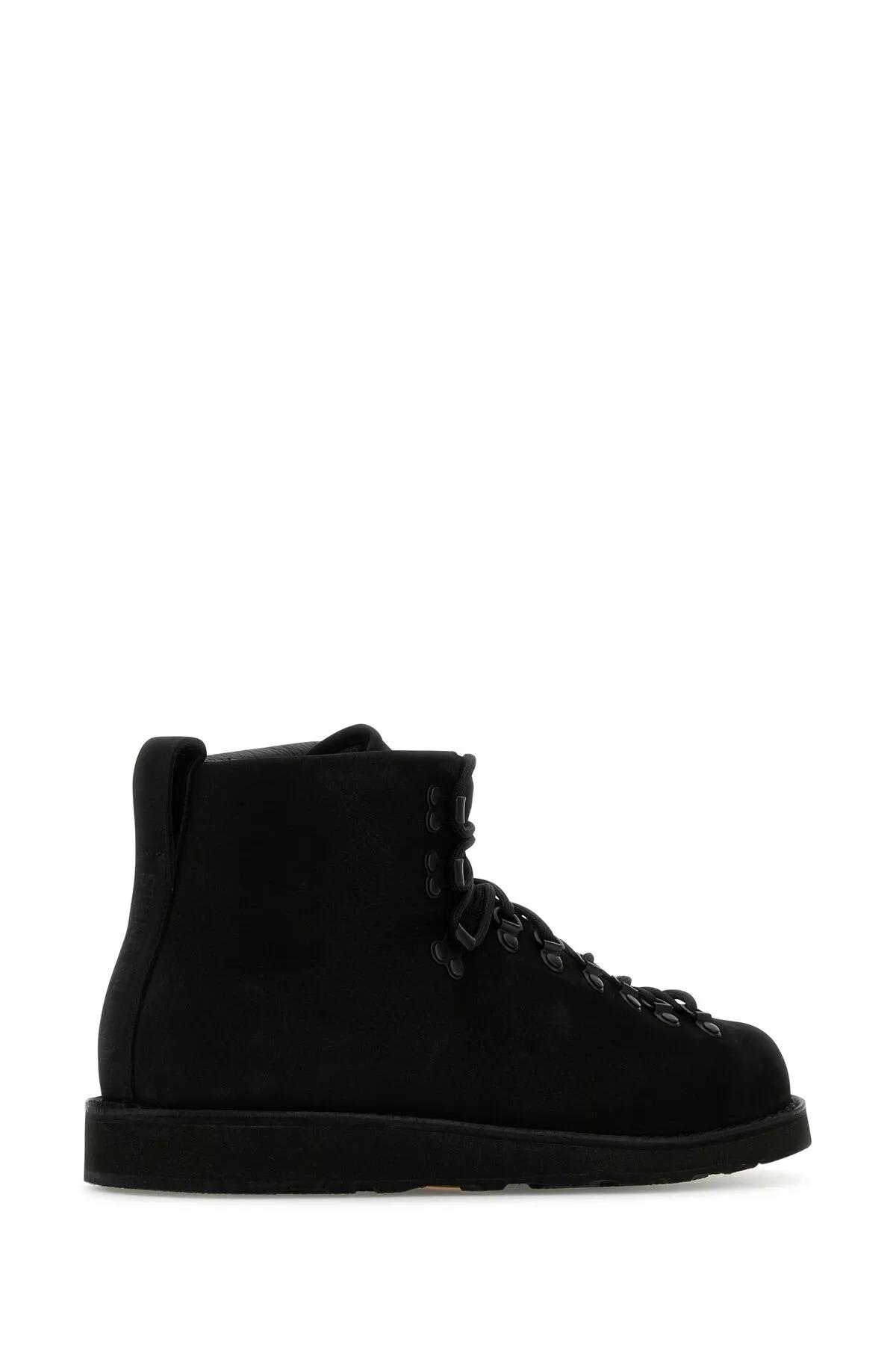 Shop Stone Island Black Leather S0204 Nabuk Sneakers