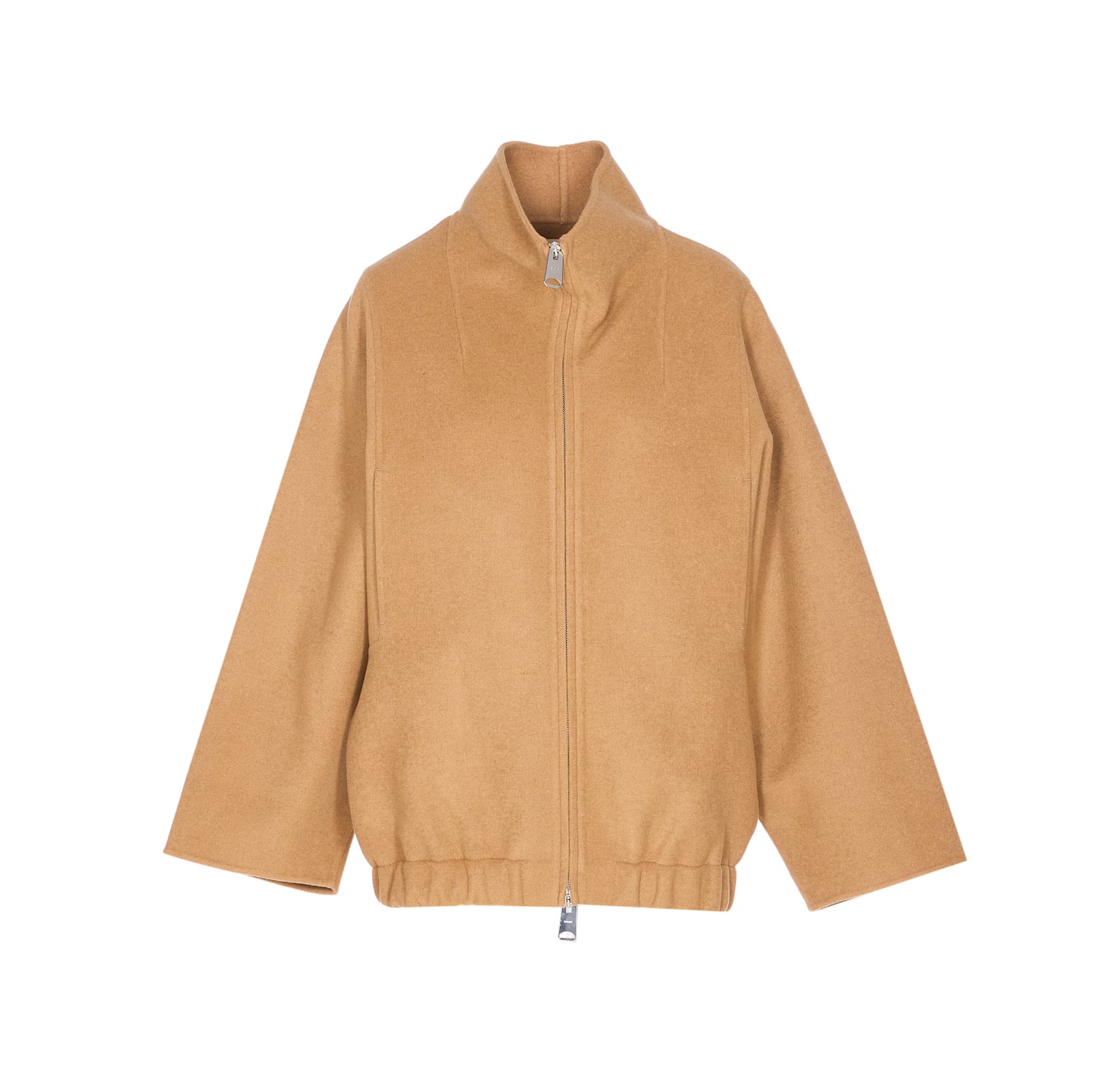 Khaite Wide-sleeve Zip-front Jacket In Brown