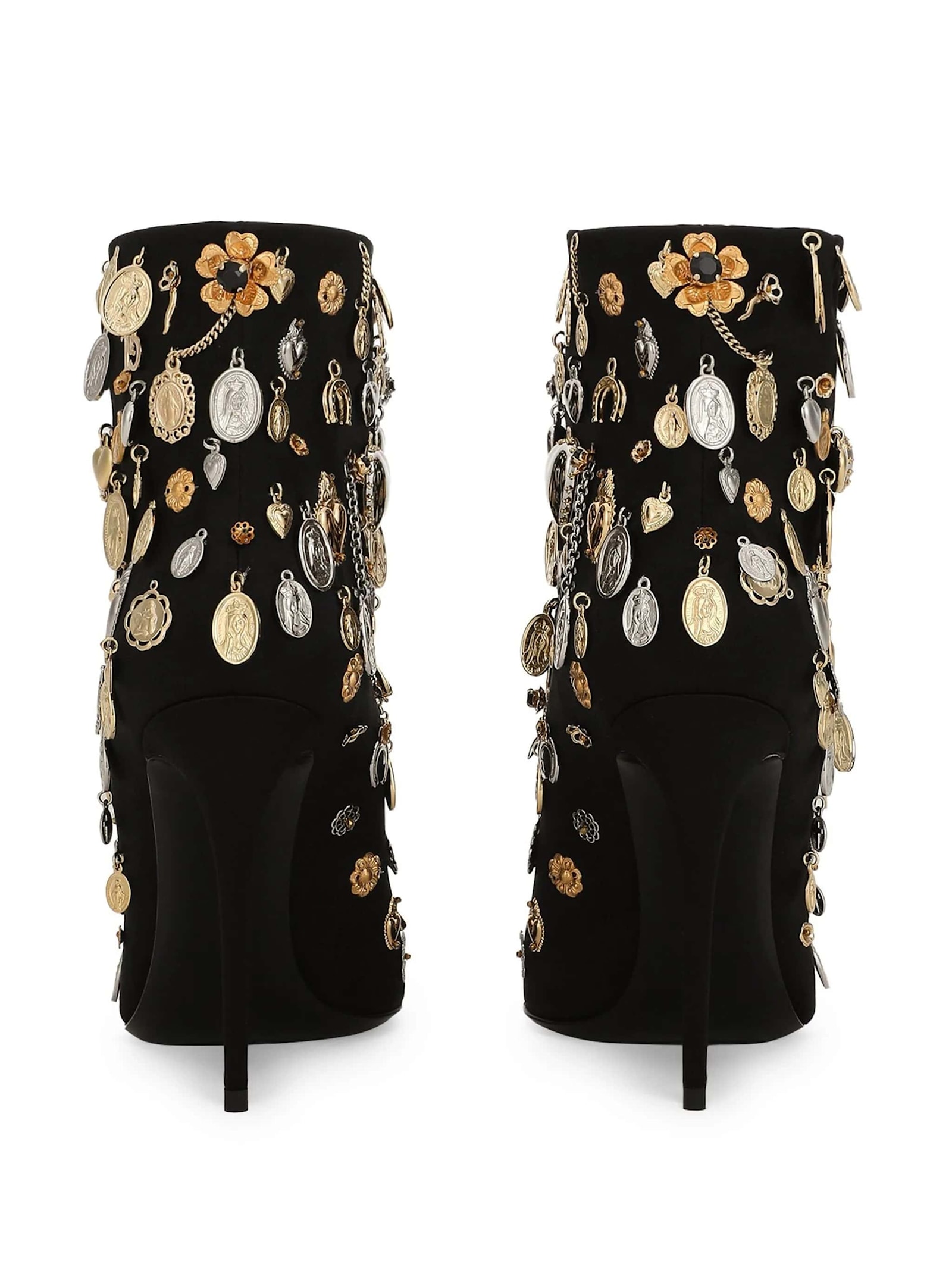 Shop Dolce & Gabbana Tronchetto Raso In Nero Oro