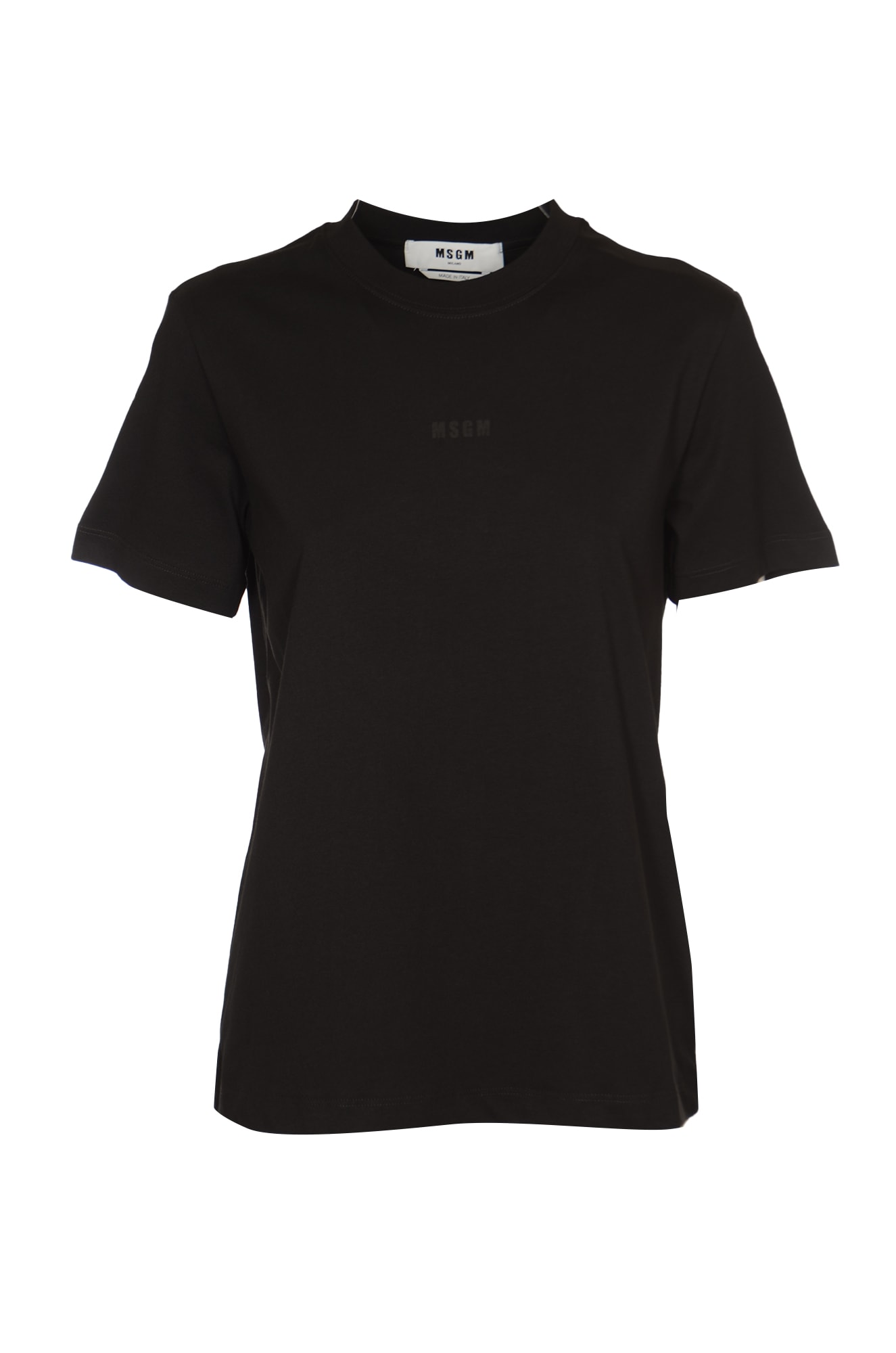 Shop Msgm Logo Round Neck T-shirt In Black