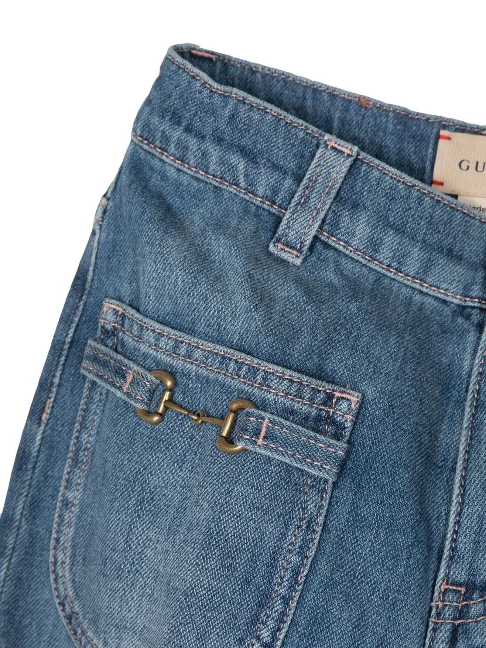 Shop Gucci Blue Cotton Denim Jeans In Blue Mix