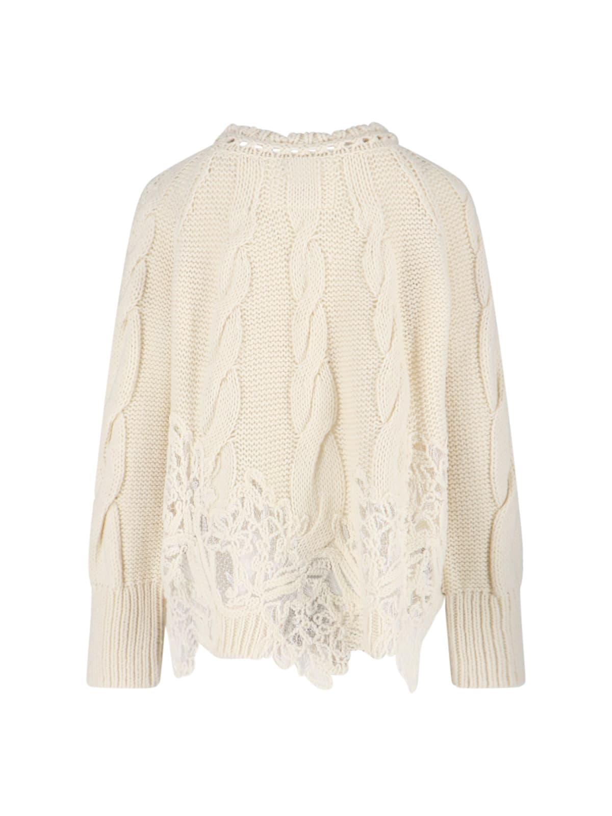 Ermanno Scervino Knitwear With Crewneck And Asymmetric Hem In Neutral