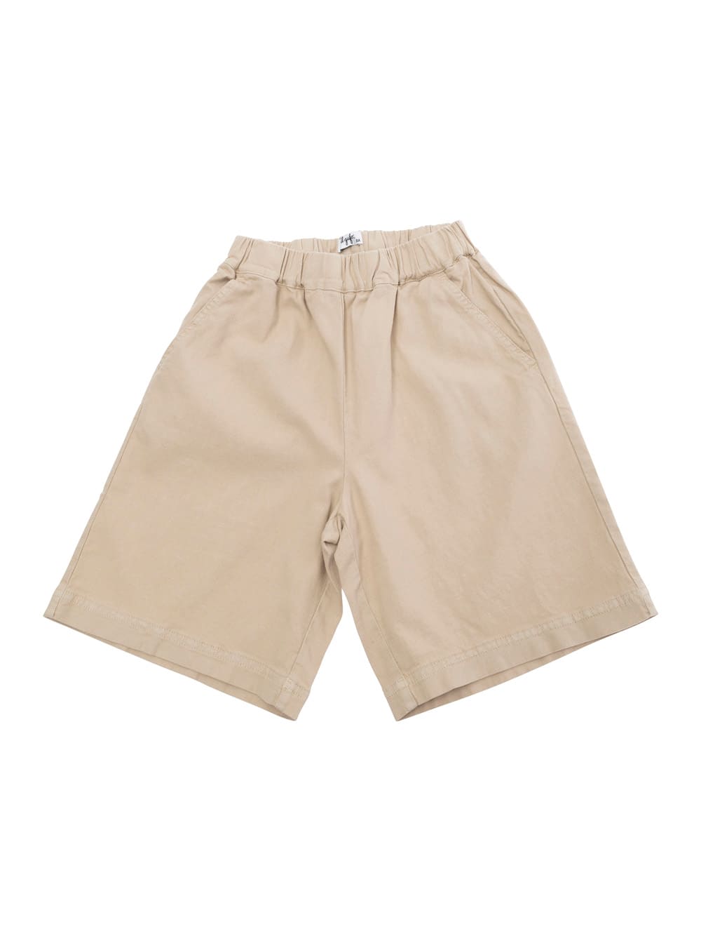Il Gufo Beige Bermuda Pants With Elastic Waist In Cotton And Linen Blend Stretch Boy In Beige