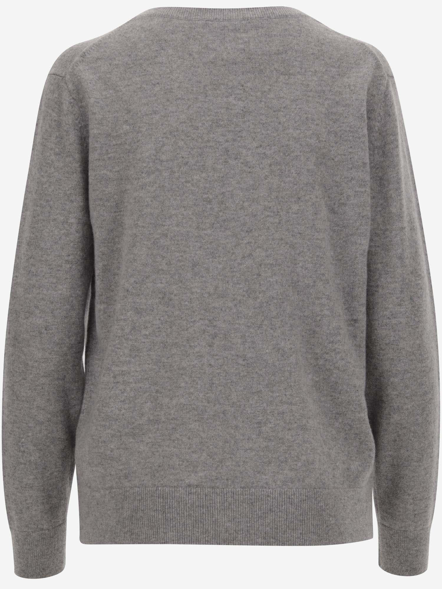 Vince V-neck Cashmere Pullover With Ribbed Edges In Gray
