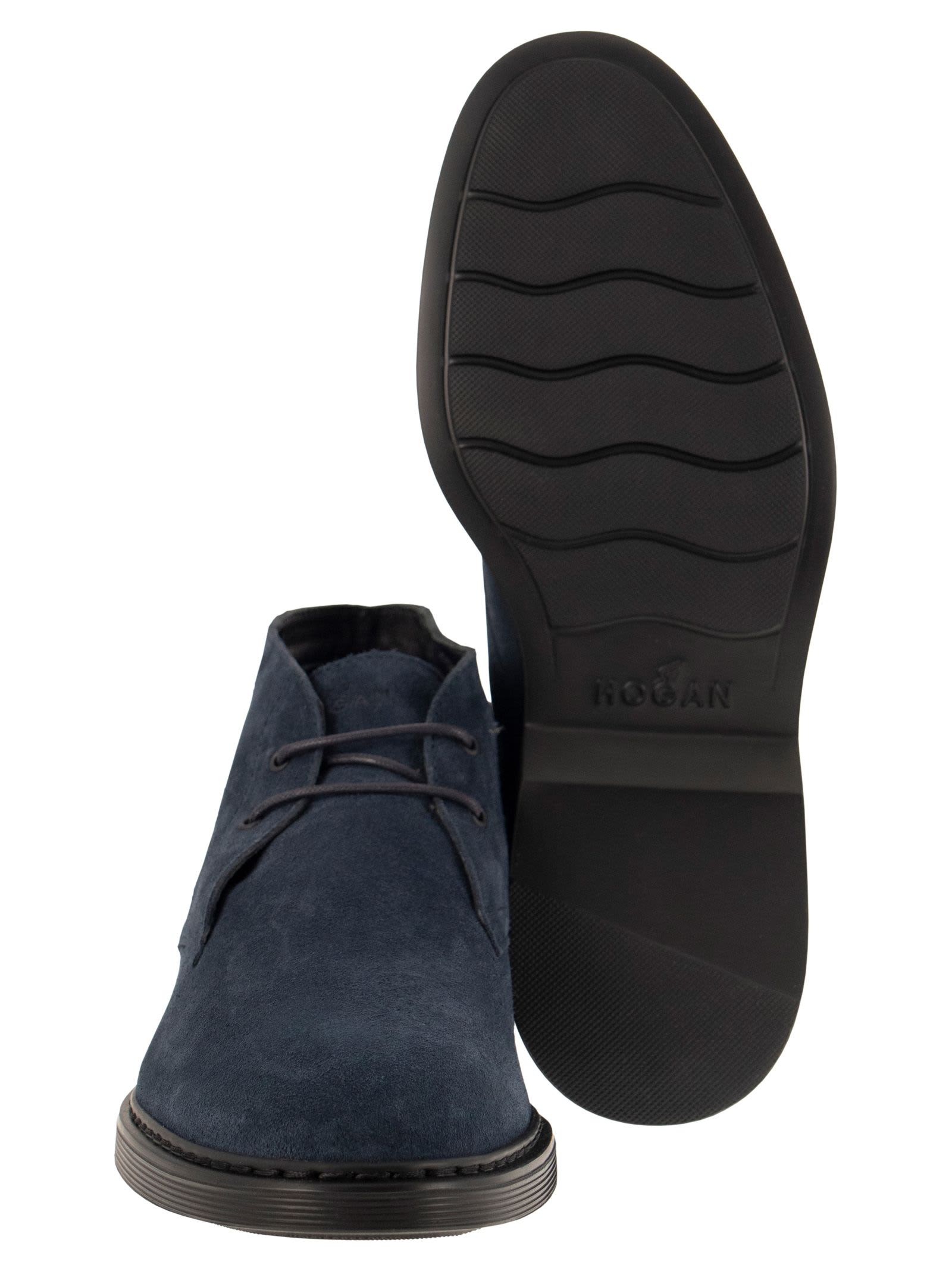Shop Hogan H576 - Suede Ankle Boots In Blue