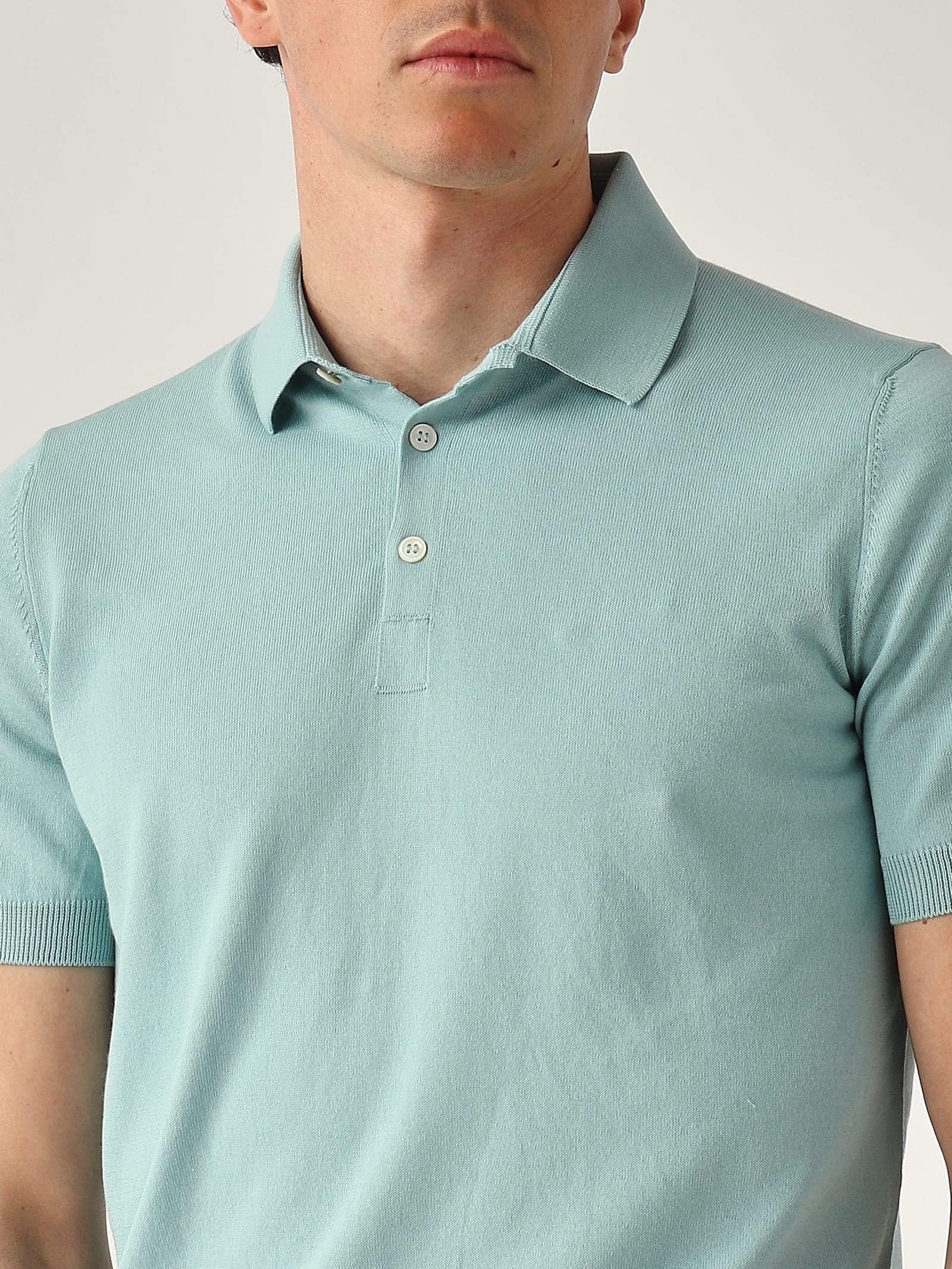 Gran Sasso Green Cotton Polo Shirt In Blue