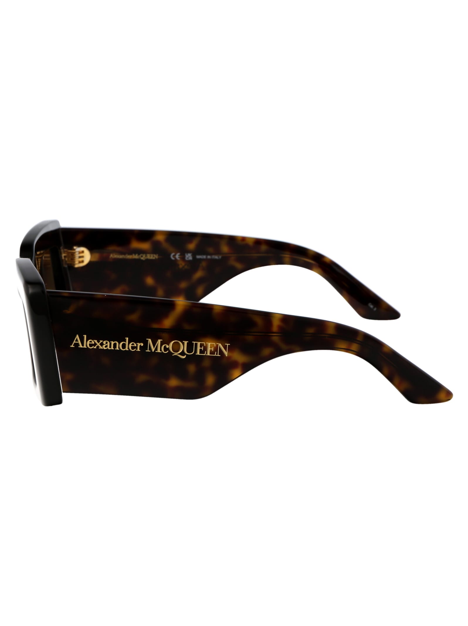 Alexander Mcqueen Bold Tortoiseshell Rectangle-frame Sunglasses In 002 Havana Havana Brown