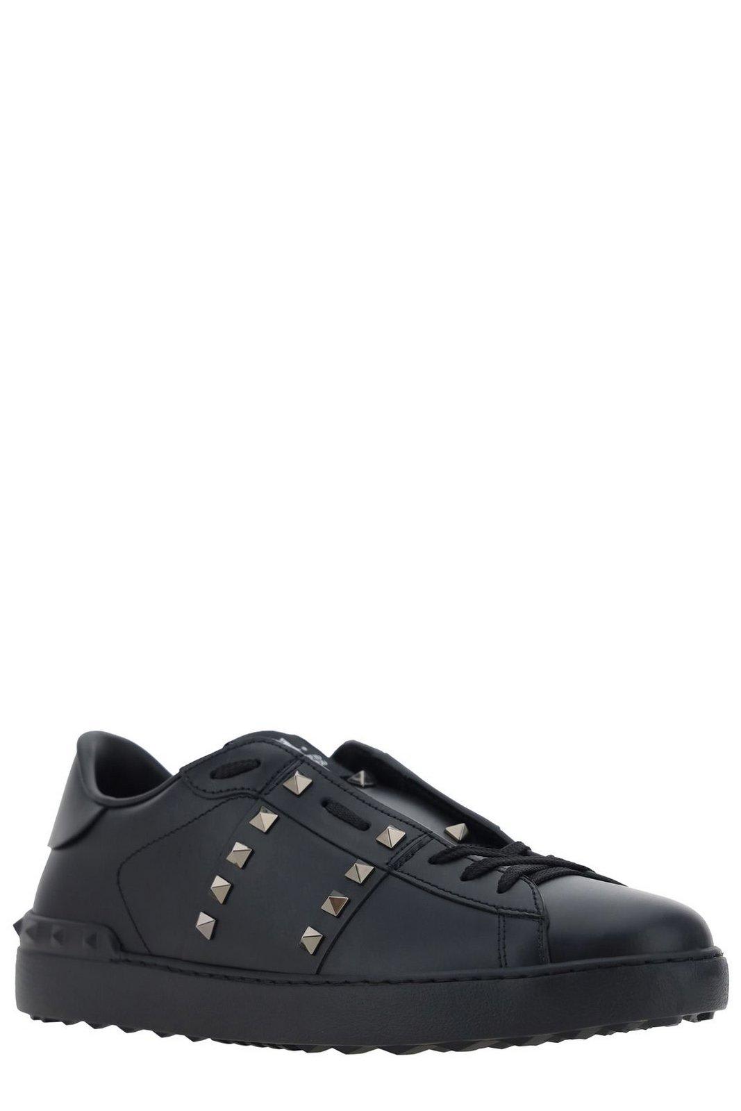 Shop Valentino Garavani Rockstud Untitled Lace-up Sneakers In Black