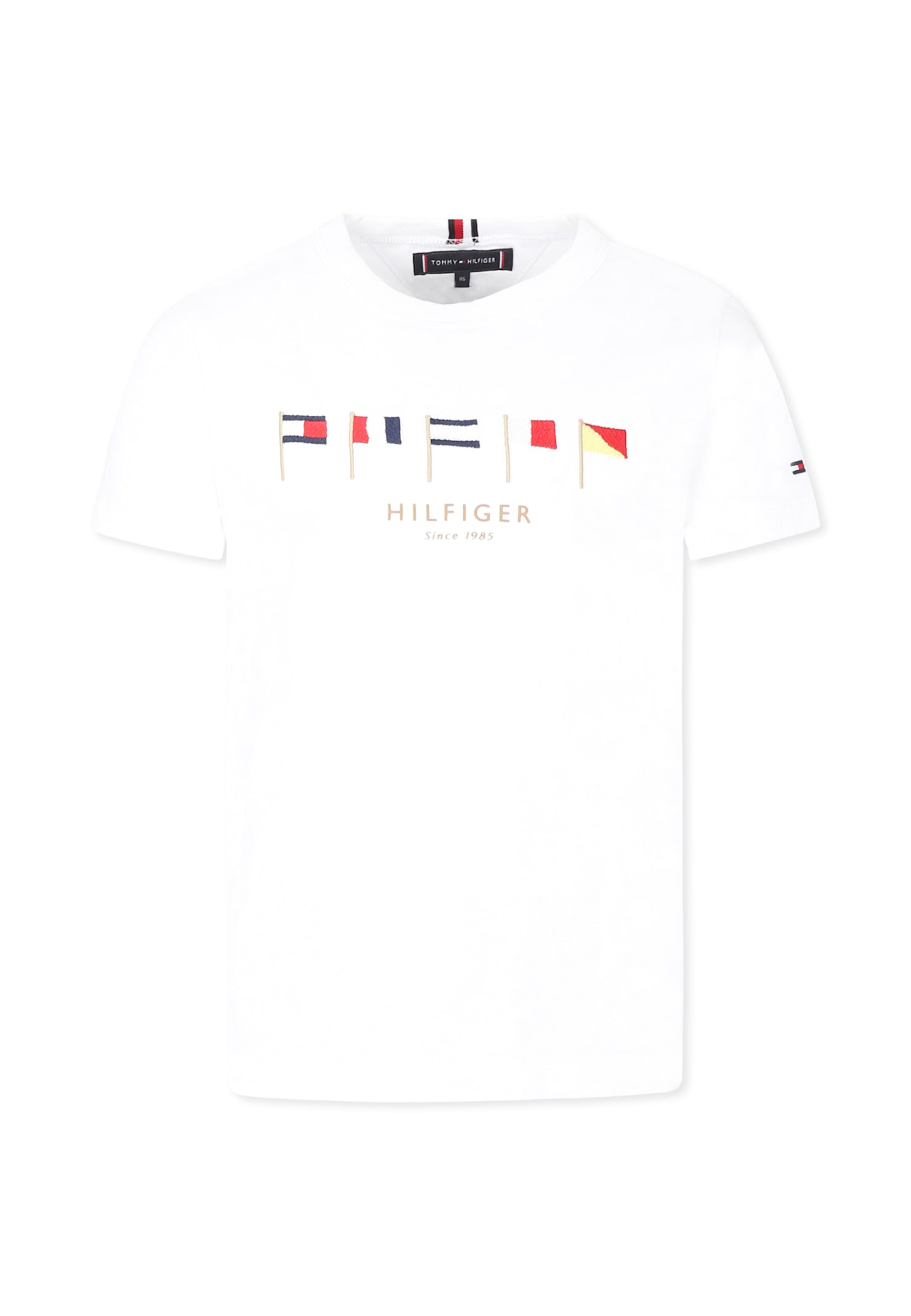 Tommy Hilfiger White T-shirt For Boy With Flags In White
