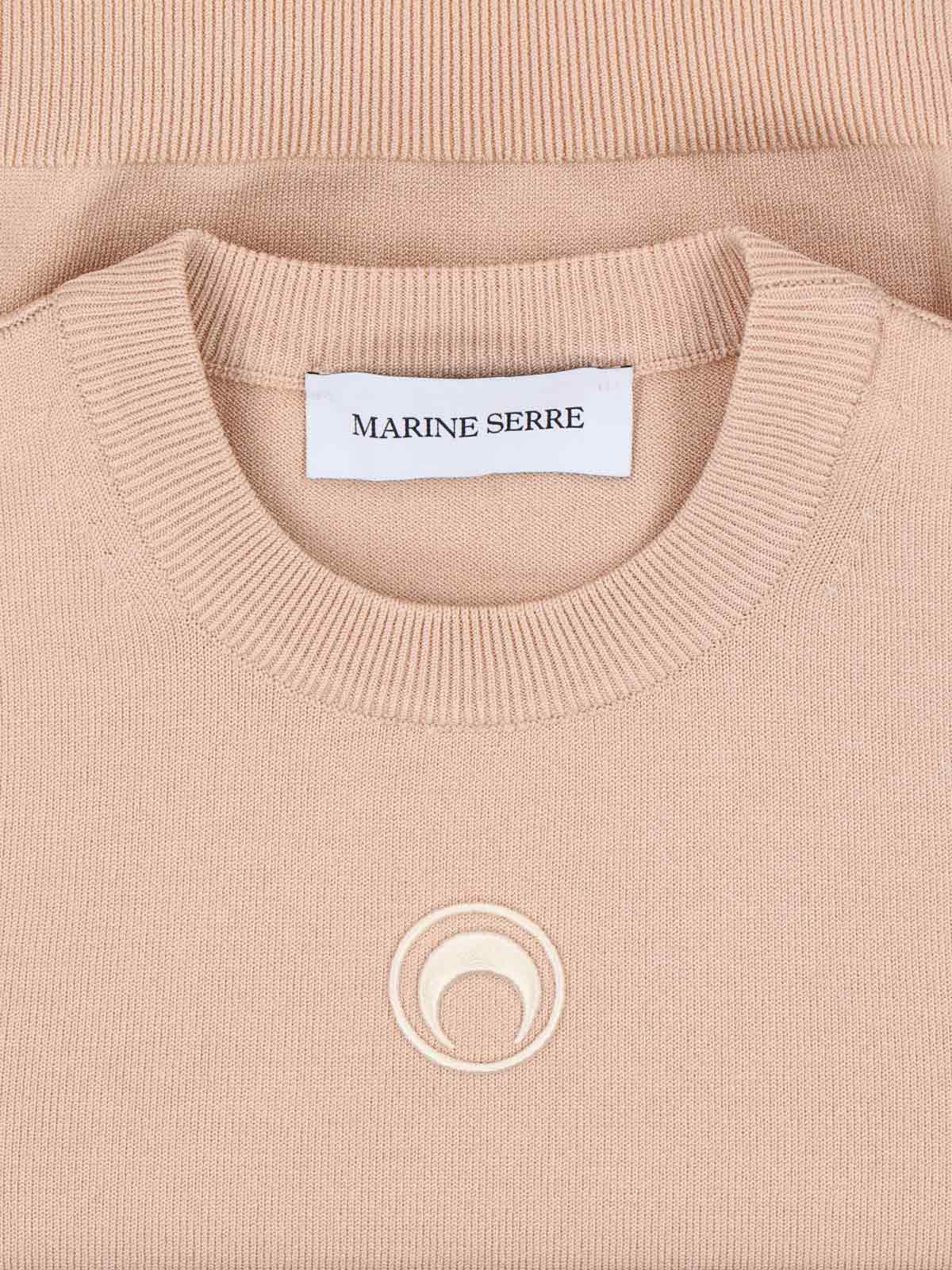 Marine Serre Short Sleeve Crew Neck Knitwear Top In Neutral