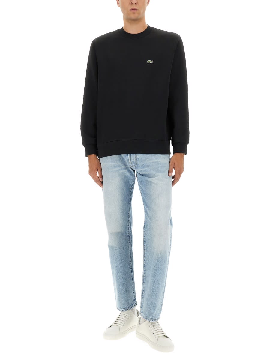 Lacoste Pullover In Cotone Nero In Black