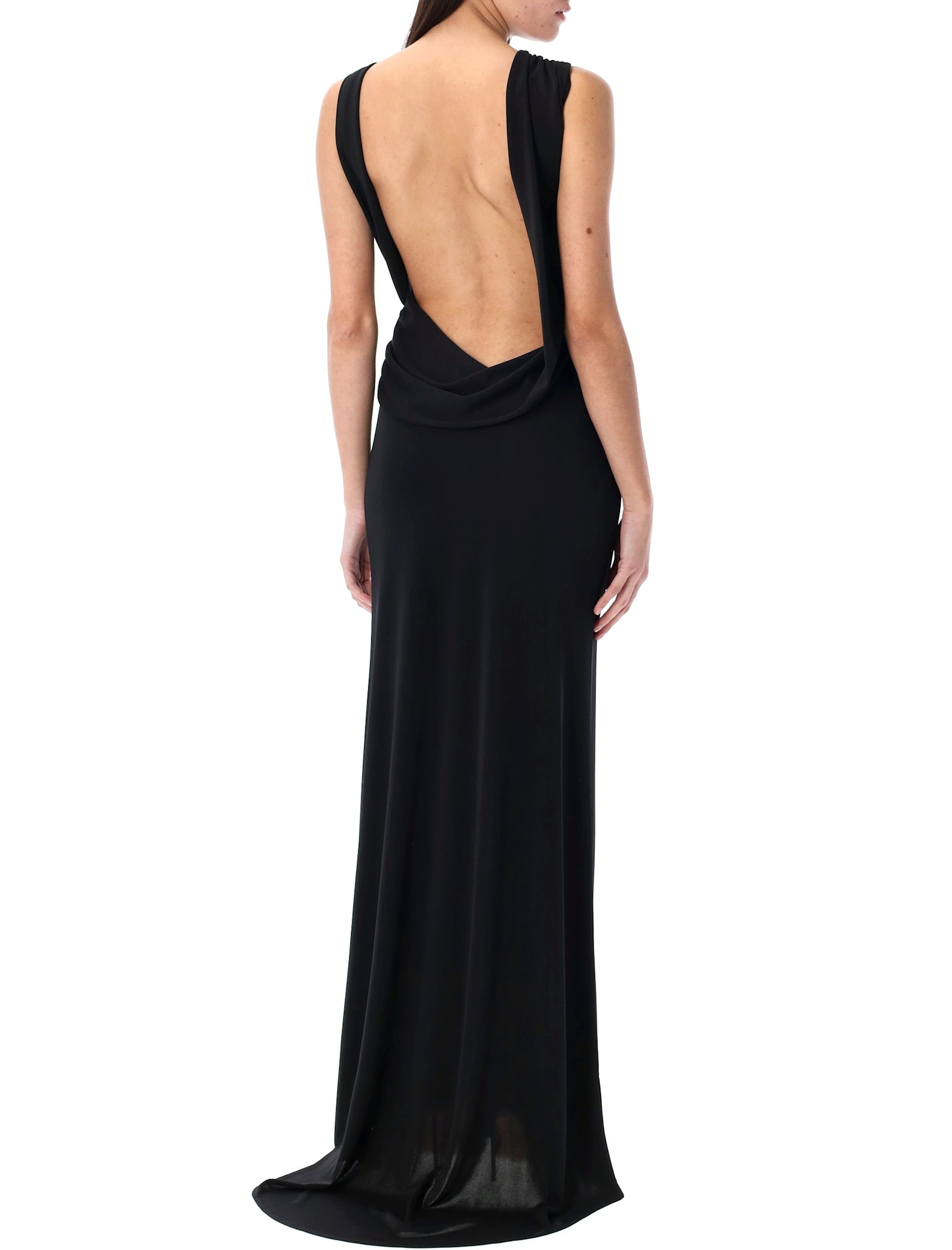 The Andamane Venere Draped Maxi Dress In Black