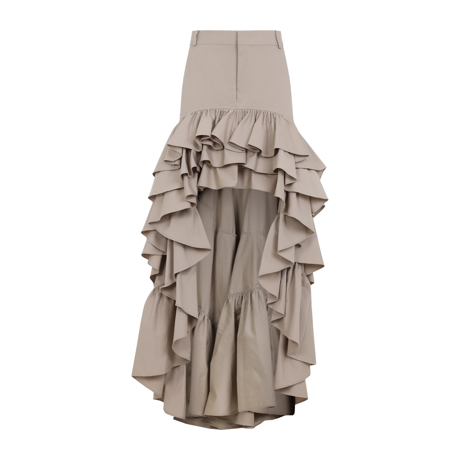 Moschino Skirt With Asymmetrical Ruffled High-low Hem In Beige