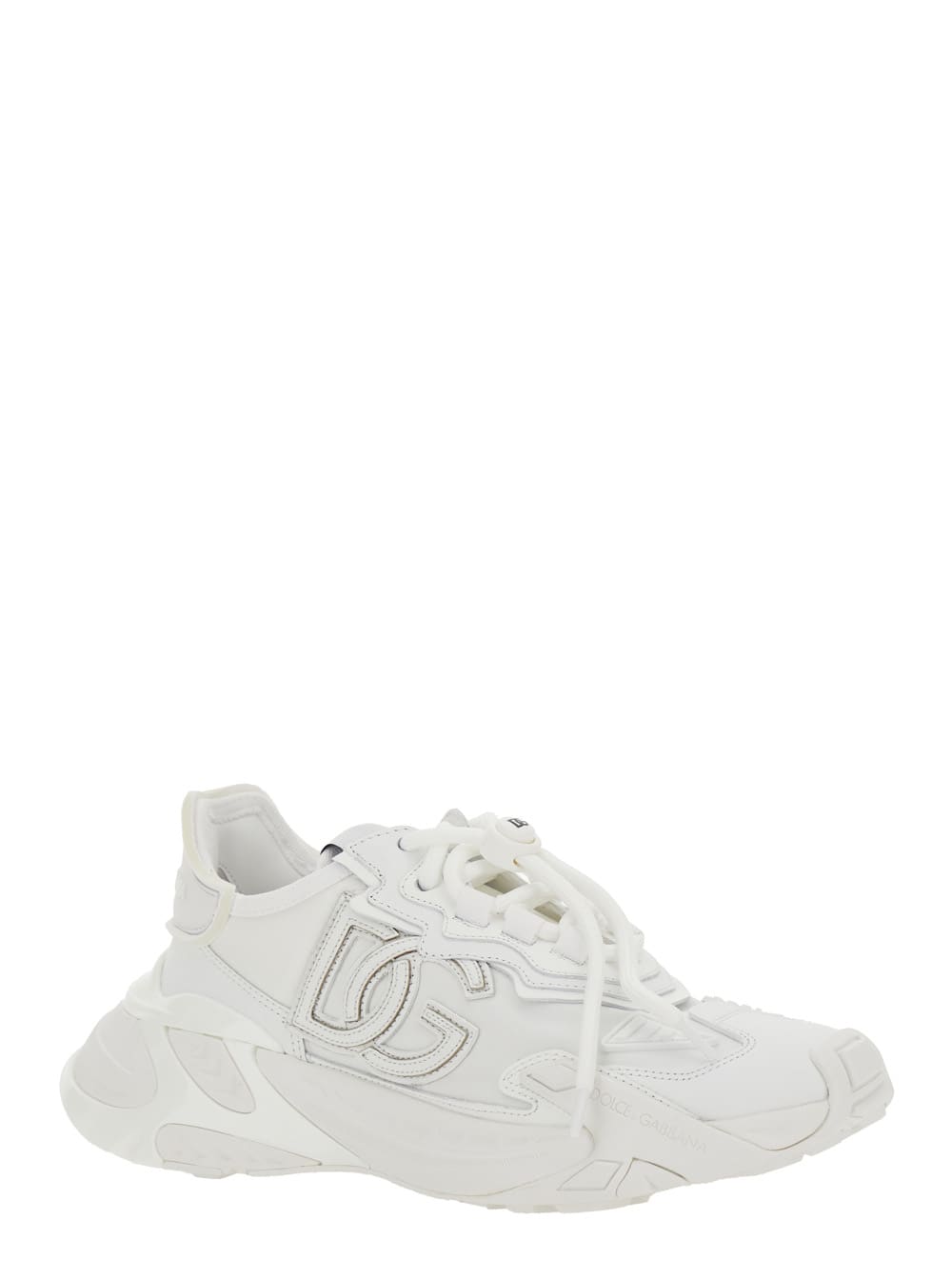 Dolce & Gabbana Accelerate Fabric Sneakers Leather Inserts In White