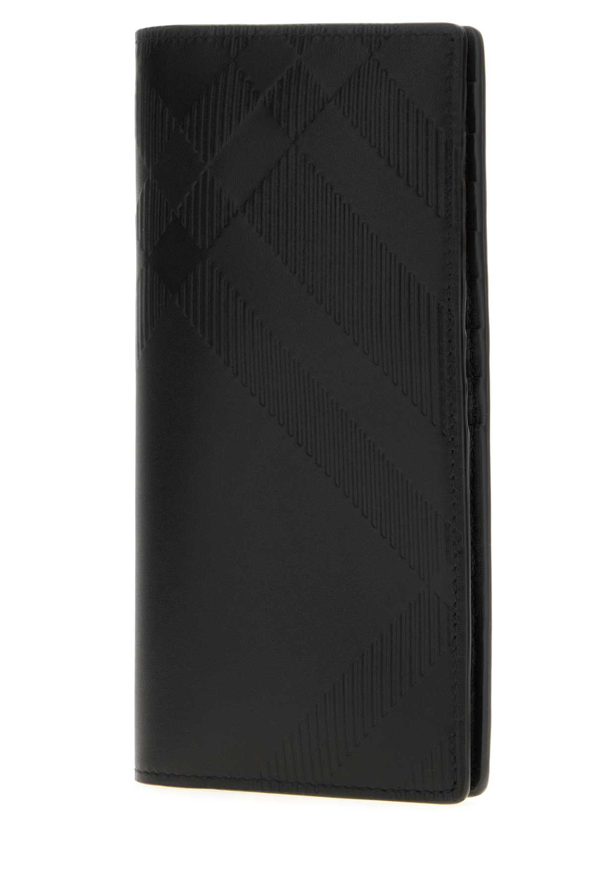 Burberry Leather Card Holder Embossed Pattern In Black