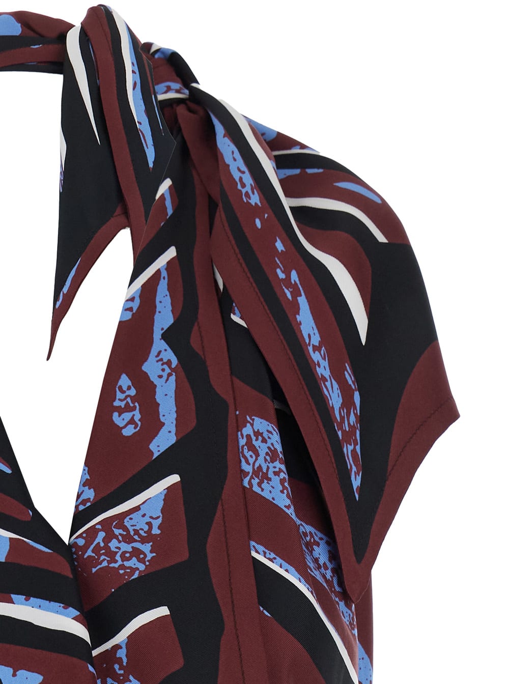 Shop Bottega Veneta Multicolor Top With Asymmetric Design And All-over Printed Motif In Silk Woman