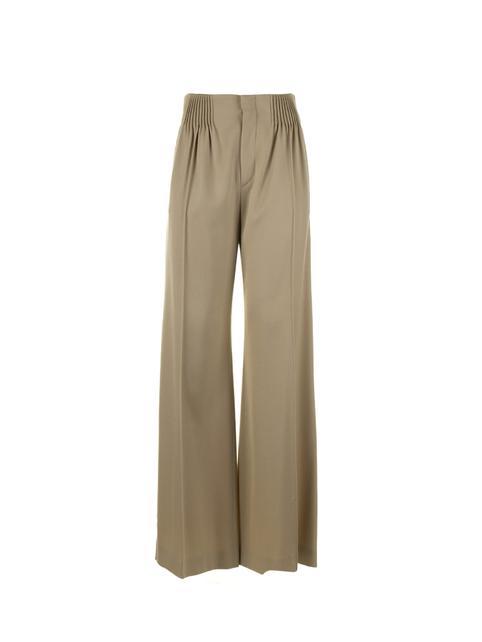 Shop Chloé High-waisted Tailored Trousers In Pearl Beige