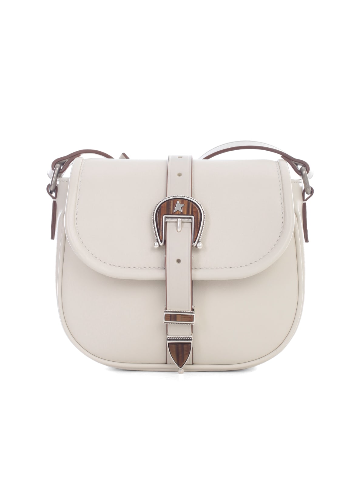 GOLDEN GOOSE RODEO BAG SMALL SMOOTH CALFSKIN LEATHER,GWA00136.A000177 10189 OFF WHITE