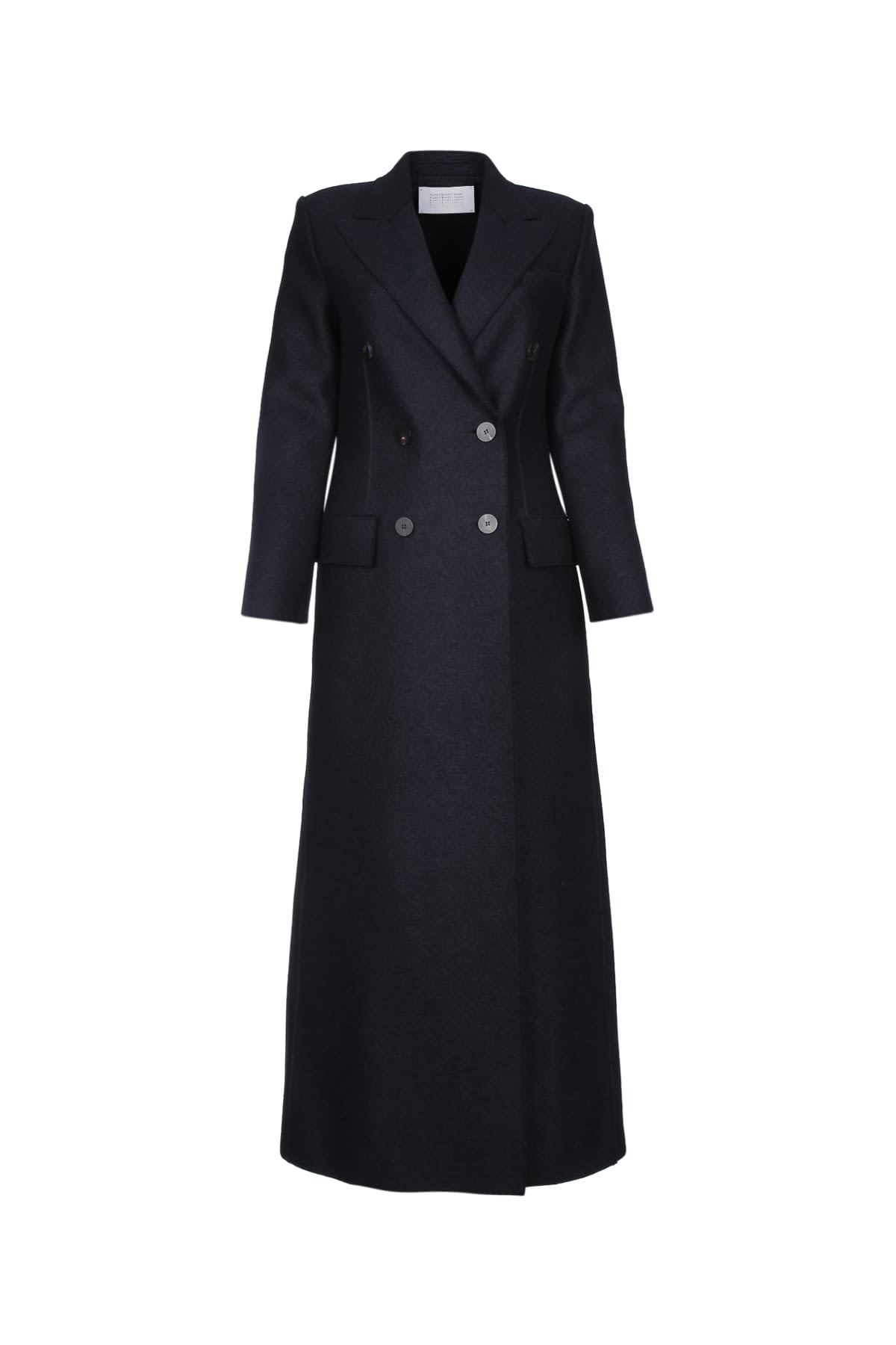 Harris Wharf London Women Long Double Breasted Tailored Coat Pressed Wool Navy Blue In Blue