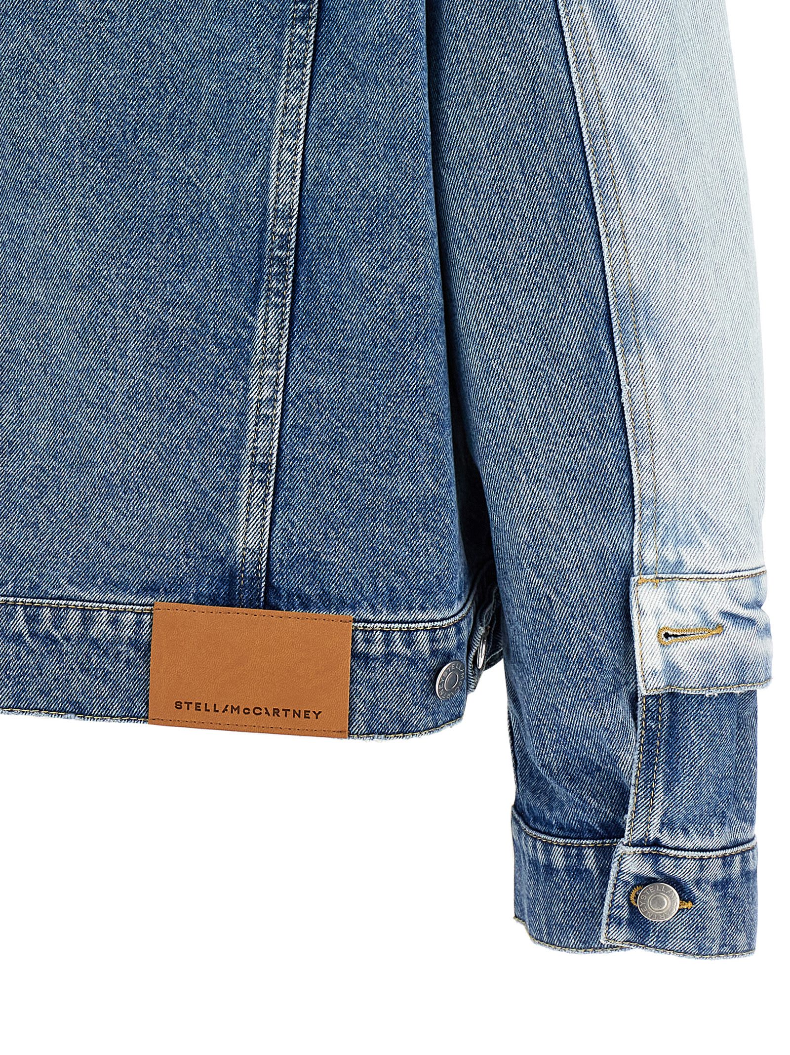 Stella Mccartney Layered Denim Jacket With Chest Pockets In Light Blue