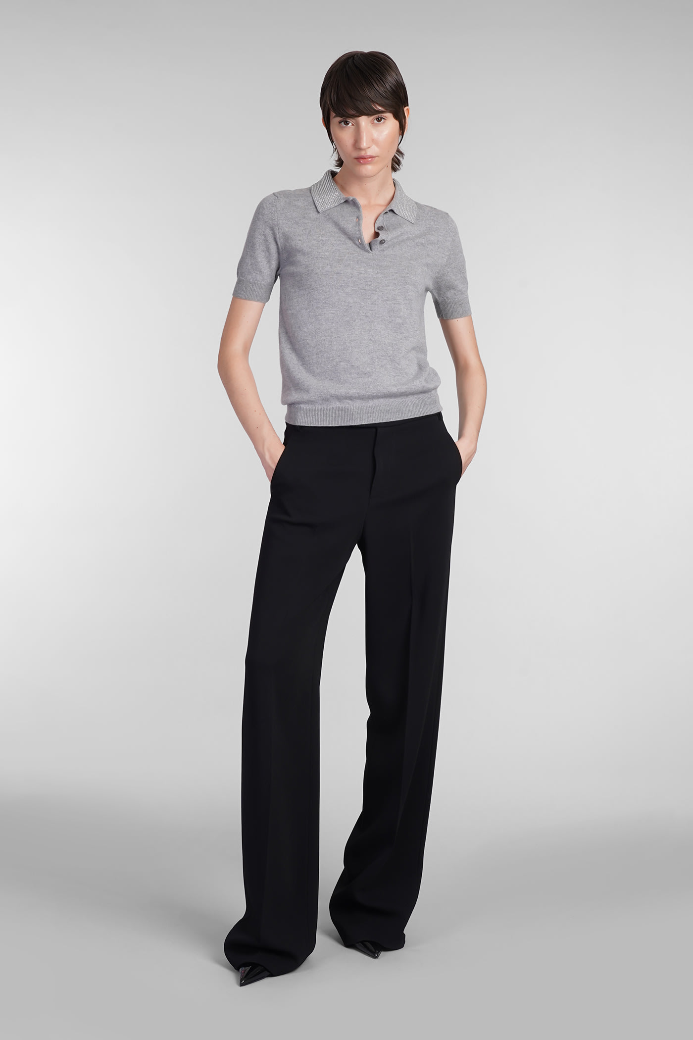 Shop Blumarine Polo In Grey Wool