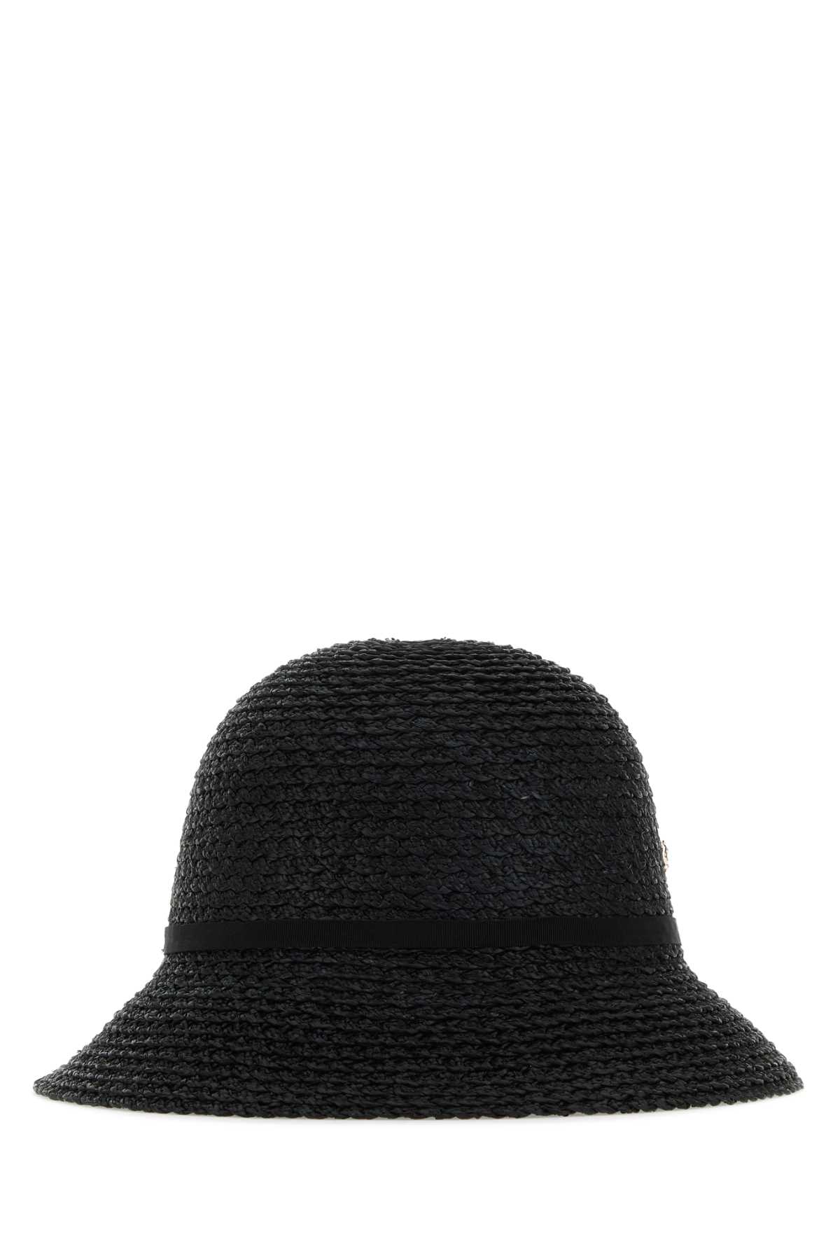 Black Raffia Viola Bucket Hat