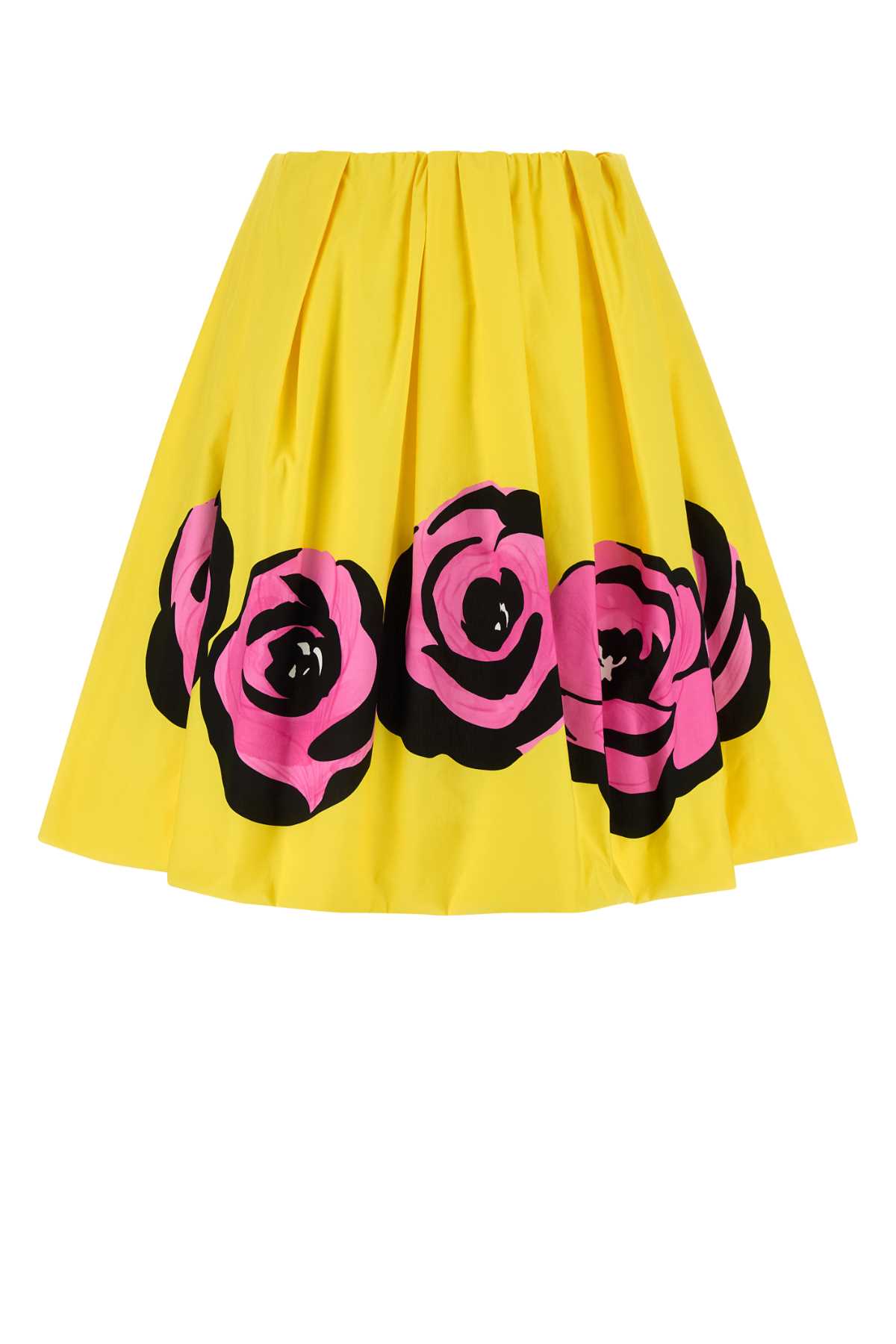 Shop Miu Miu Yellow Poplin Skirt In Giallopink