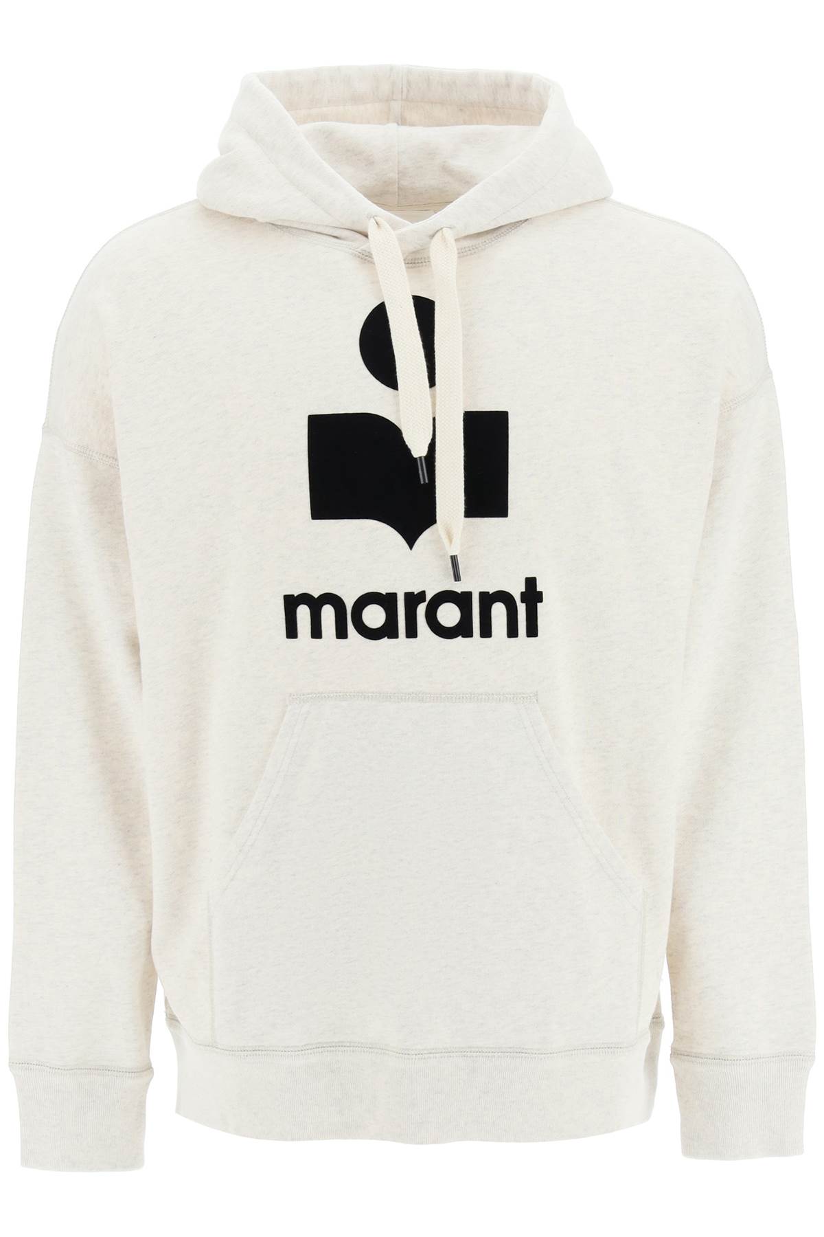 Shop Isabel Marant Miley Hoodie With Flocked Logo In Neutrals