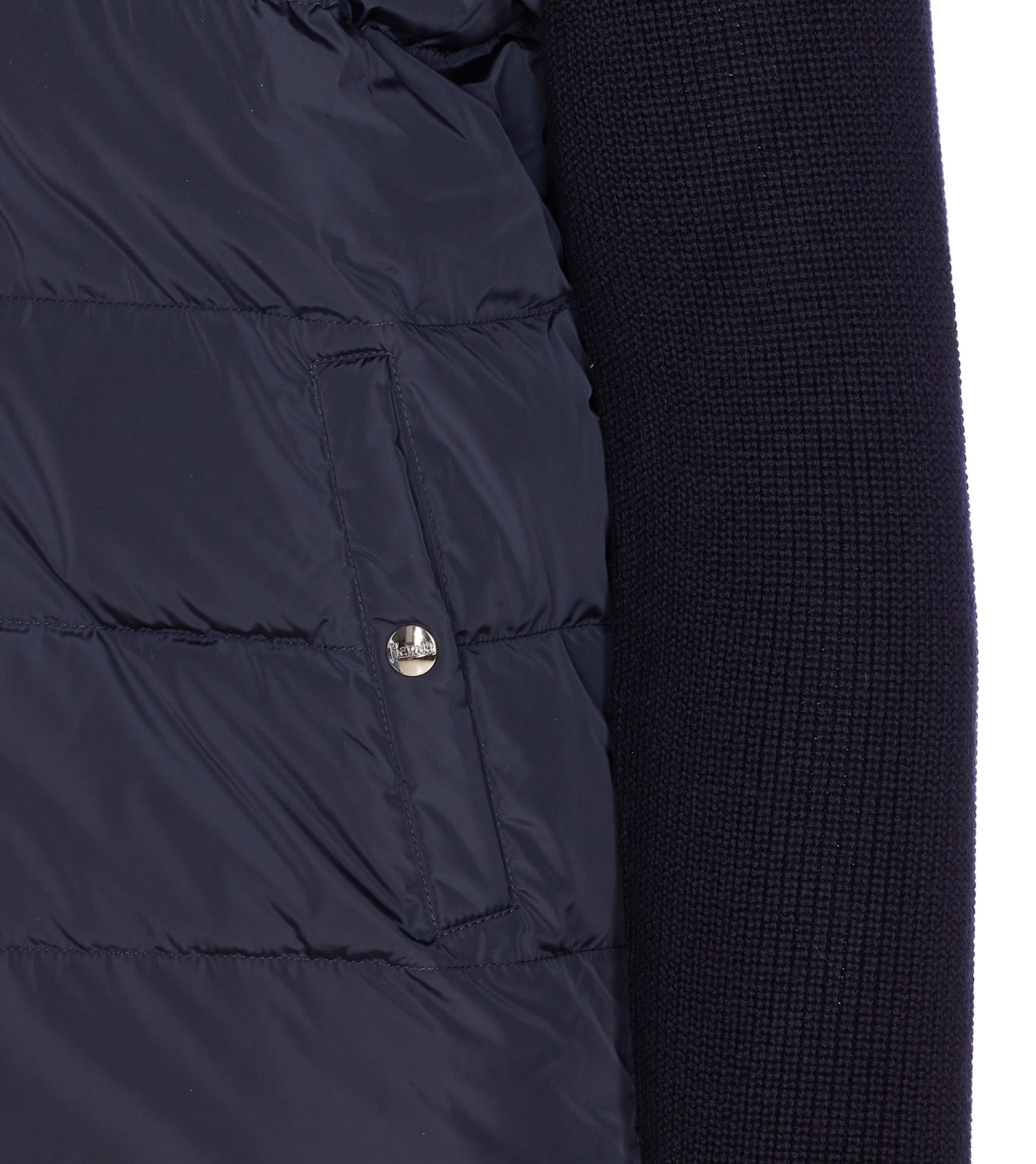 Herno Knitted And Padded Cardigan In Blue