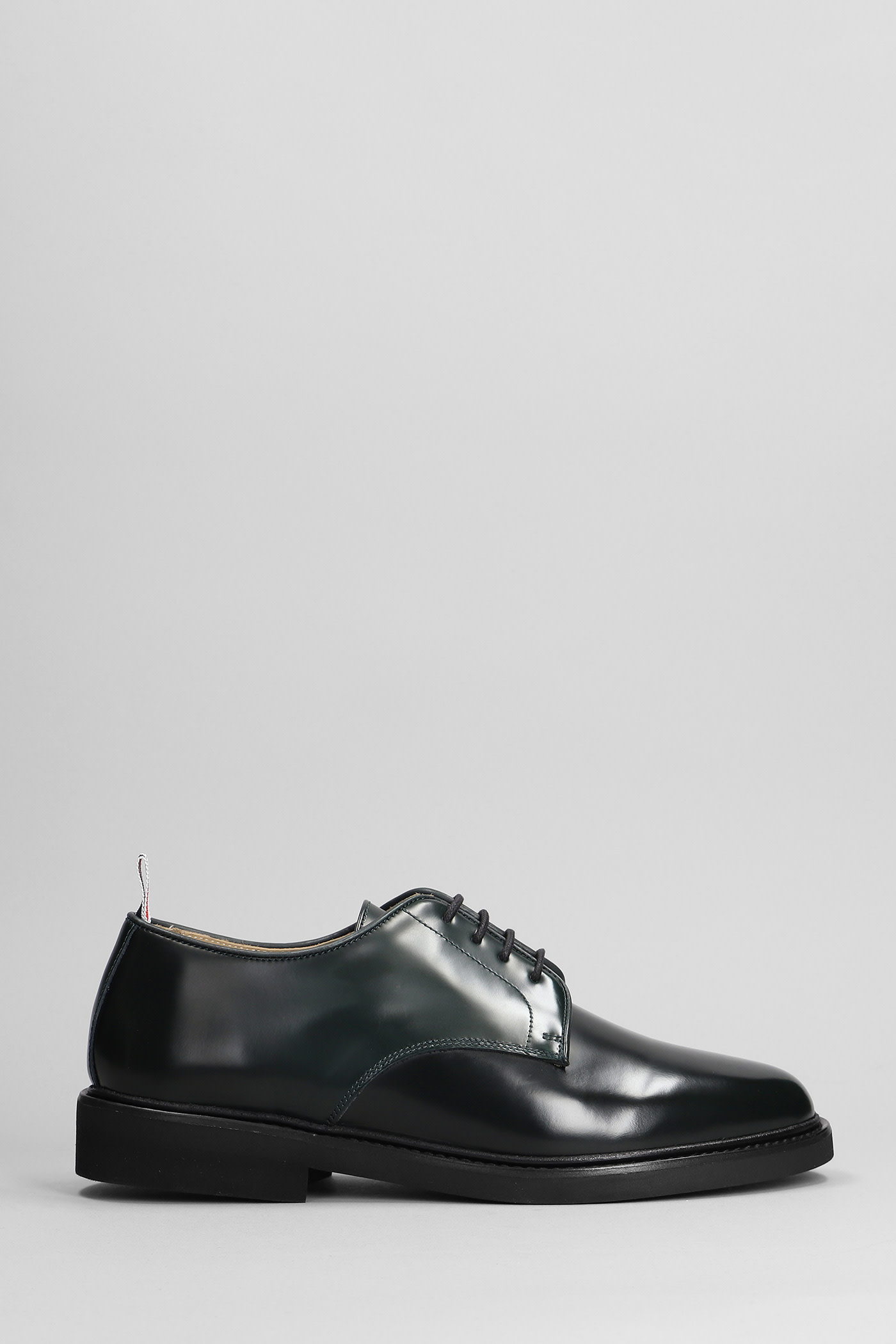 Lace Up Shoes In Green Leather