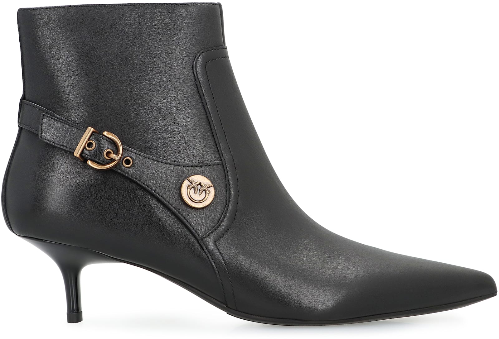 Pinko Booties With Love Birds Logo On The Strap In Black