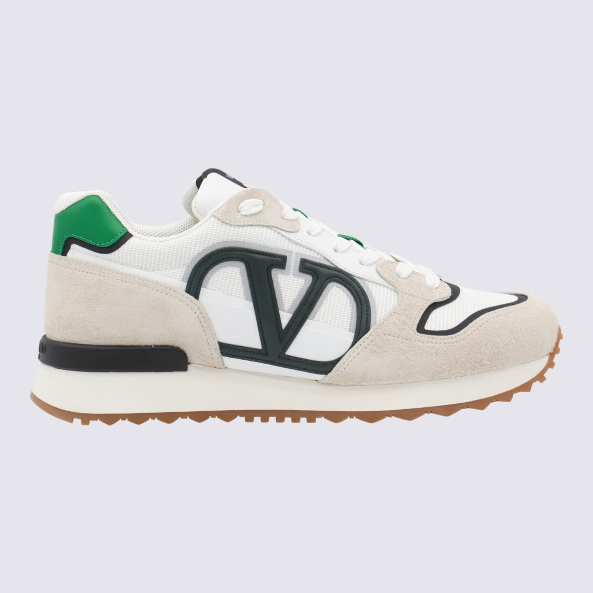 Shop Valentino White And Beige Sneakers