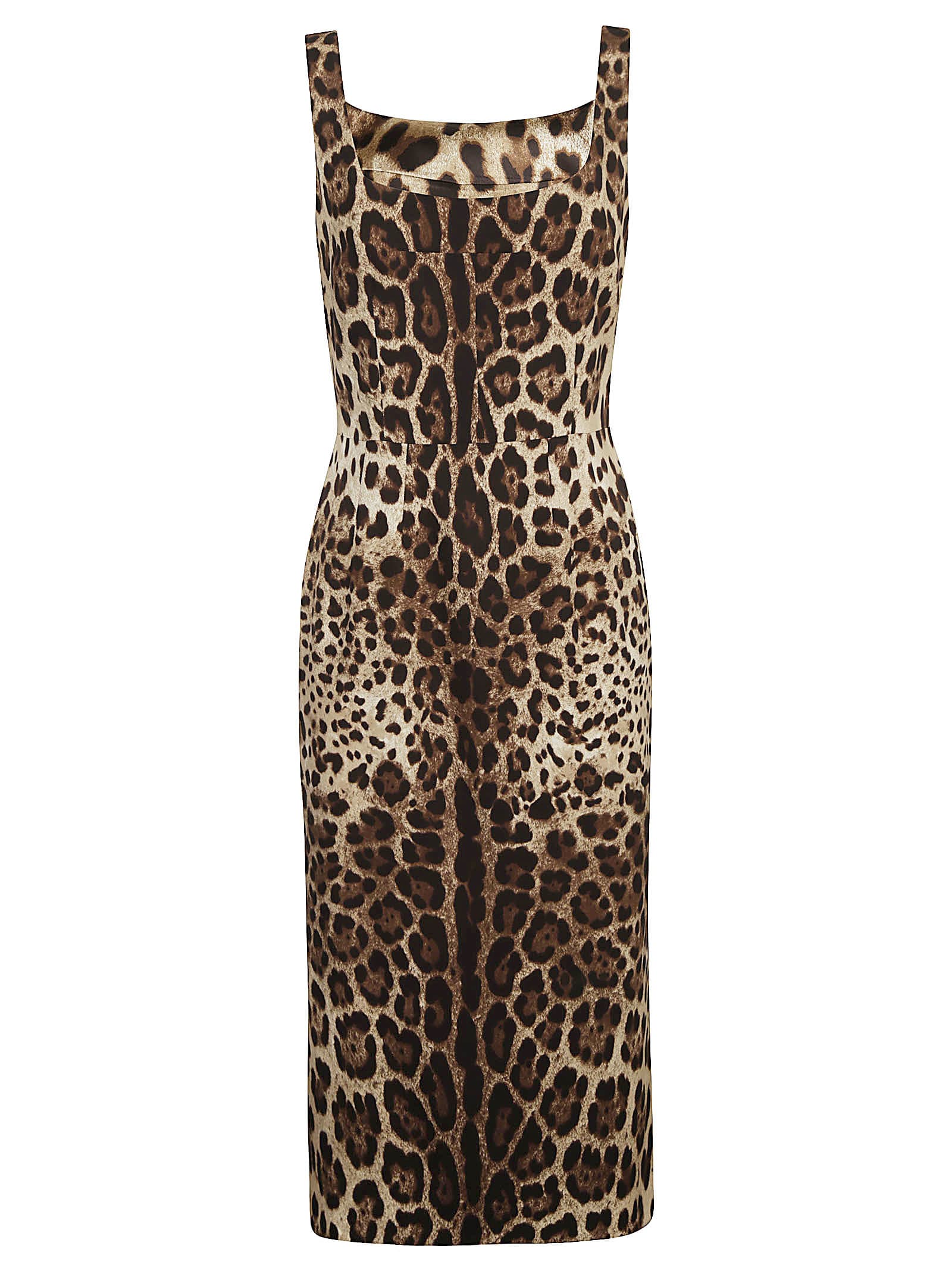 Dolce & Gabbana Rear Zip Square Neck Sleeveless Dress